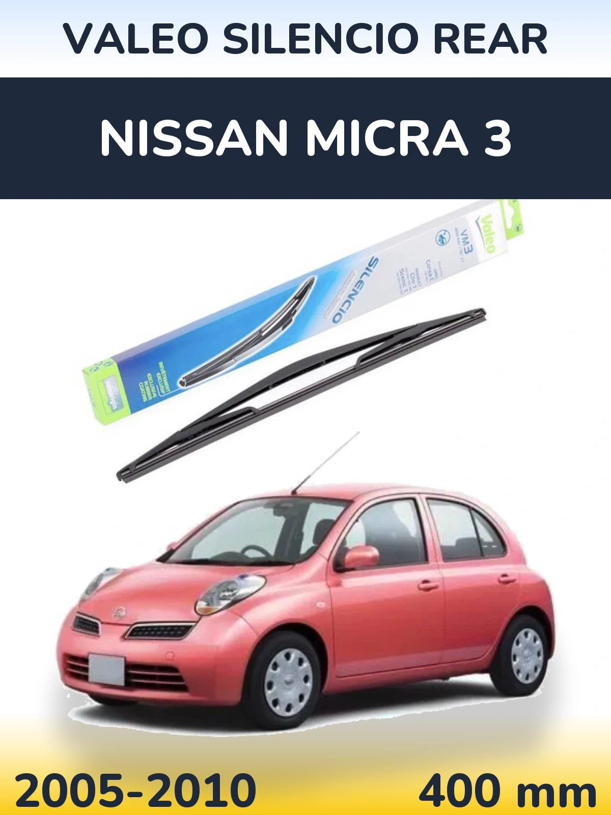 Rear wiper blade Valeo Silencio Rear 400 mm for Nissan Micra 3 2005-2010
