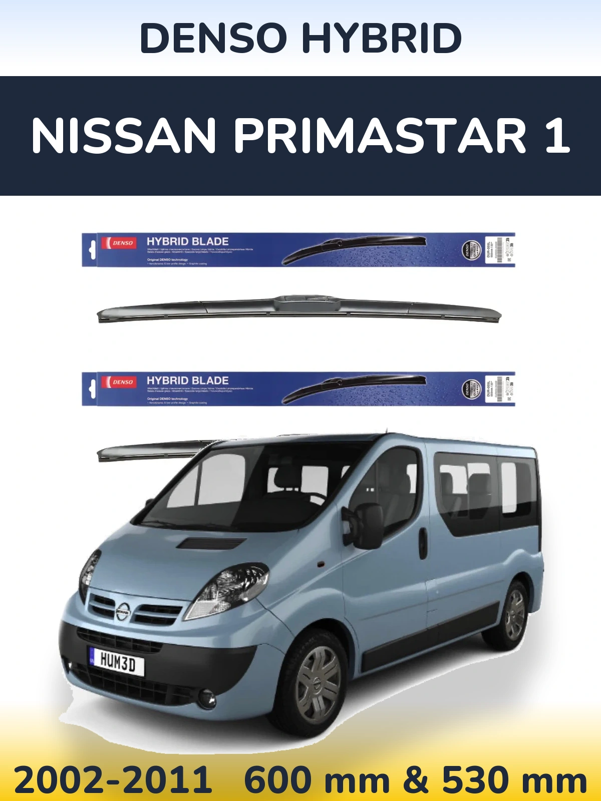 Комплект передніх щіток Denso Hybrid 600 & 530 мм для Nissan Primastar 1 2002-2011
