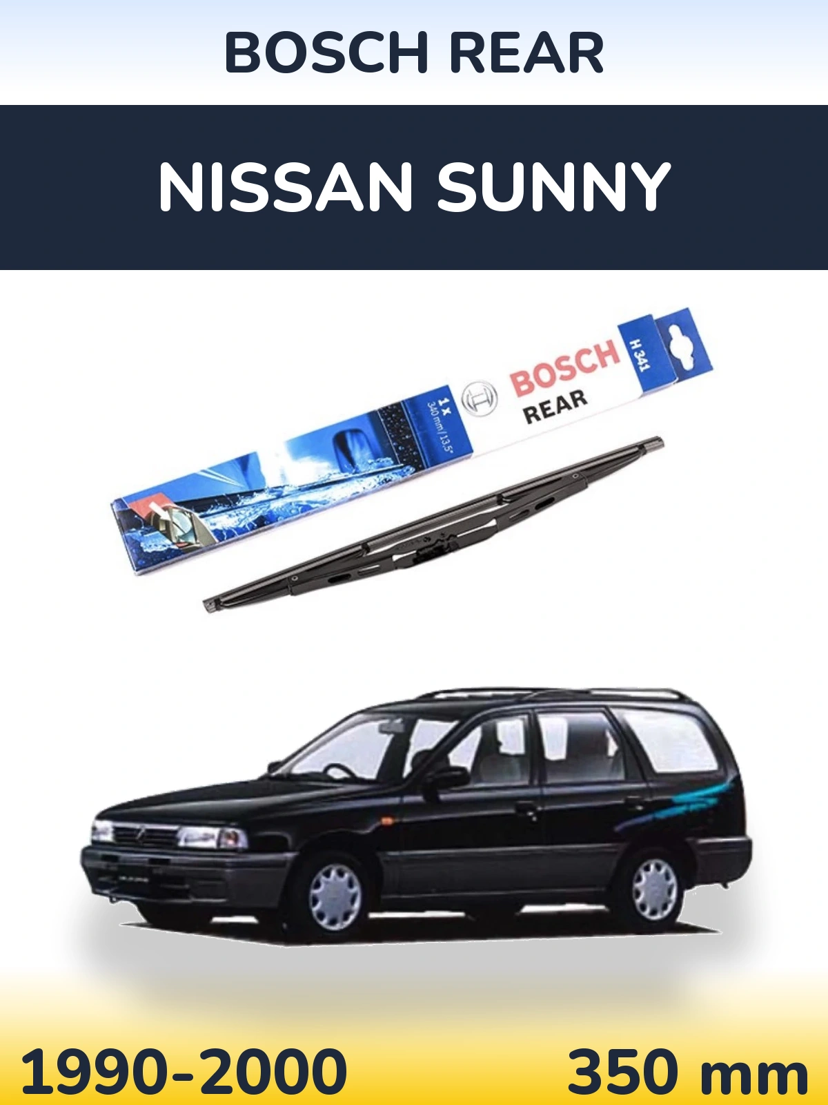 Rear wiper blade BOSCH Rear 340 mm for Nissan Sunny 1990-2000