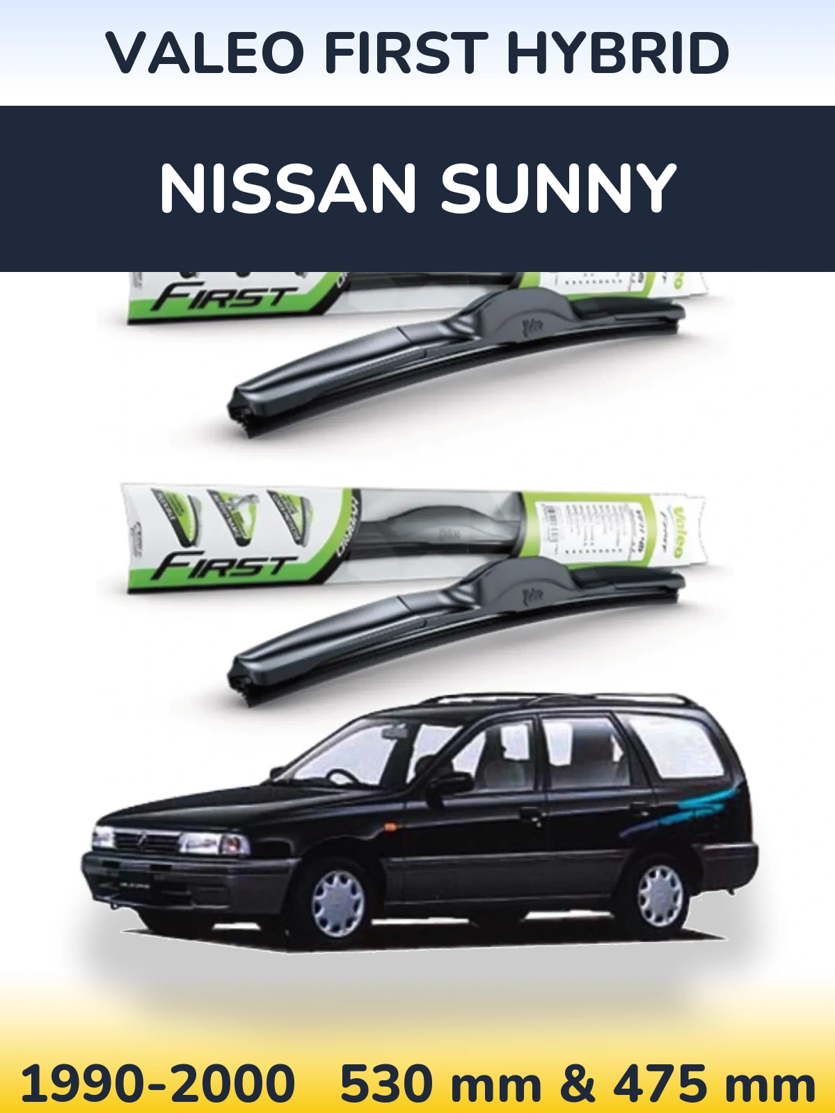 Комплект передних дворников Valeo First Hybrid 530 & 475 мм для Nissan Sunny 1990-2000