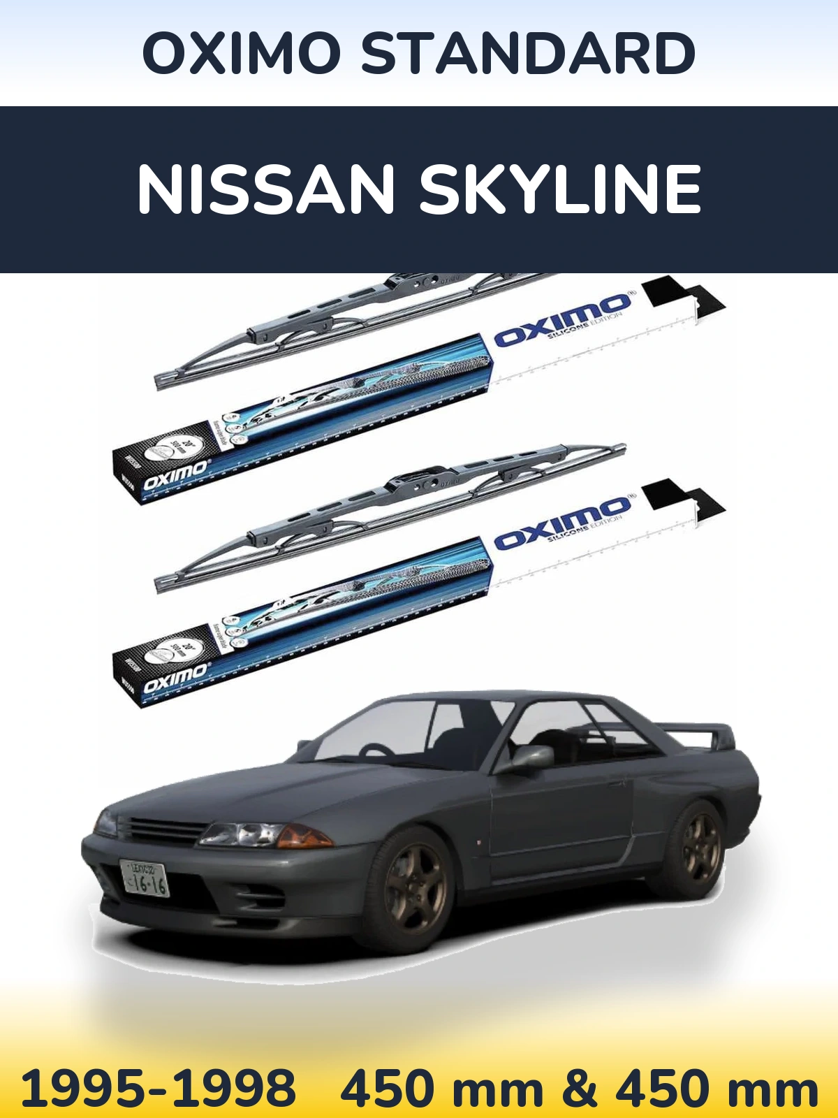 Front wiper blade set Oximo Standard 450 & 450 mm for Nissan Skyline 1995-1998