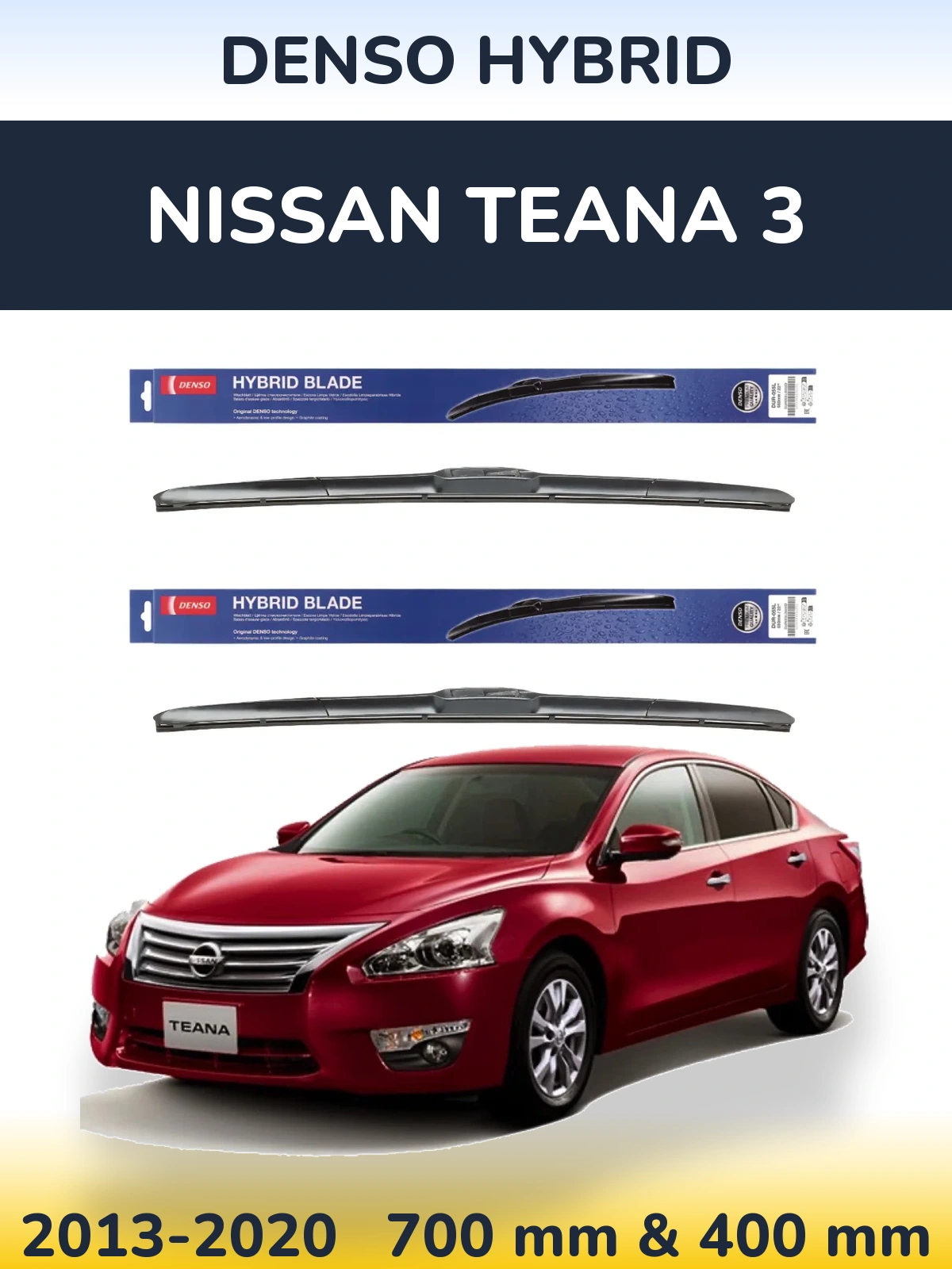 Front wiper blade set Denso Hybrid 700 & 400 mm for Nissan Teana 3 2013-2020
