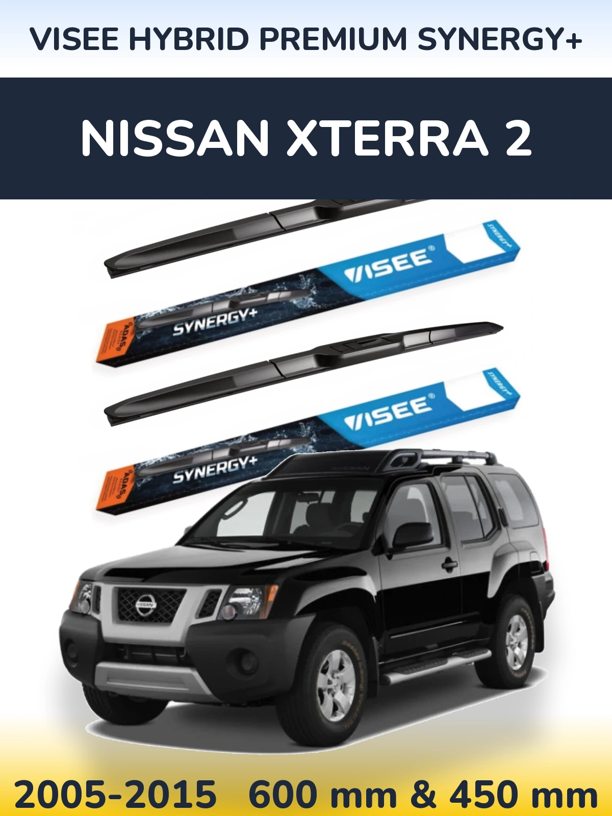 Комплект передніх щіток VISEE HYBRID PREMIUM SYNERGY+ 600 & 450 мм для Nissan Xterra 2 2005-2015