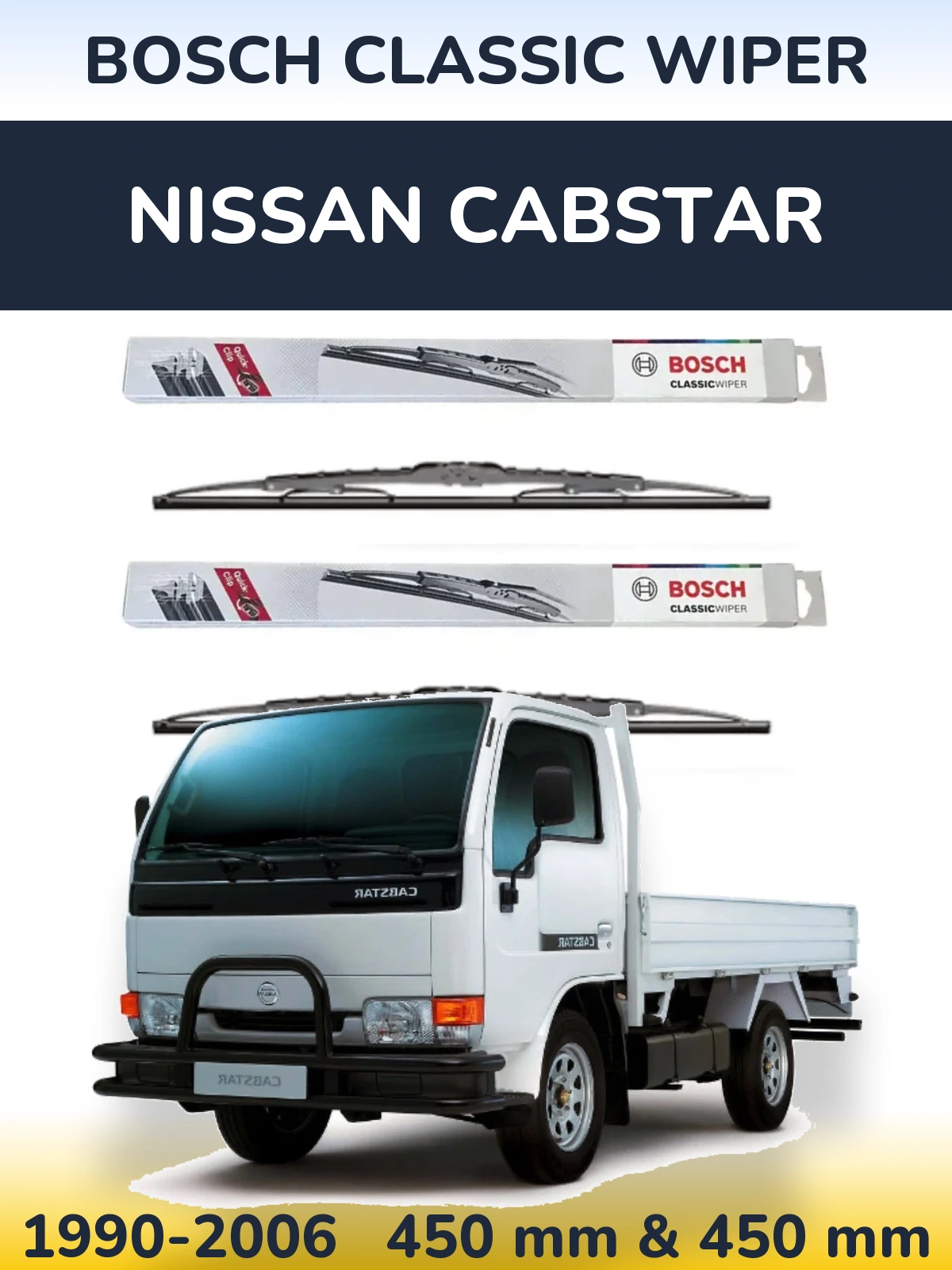 Комплект передних дворников BOSCH Classic Wiper 450 & 450 мм для Nissan Cabstar 1990-2006