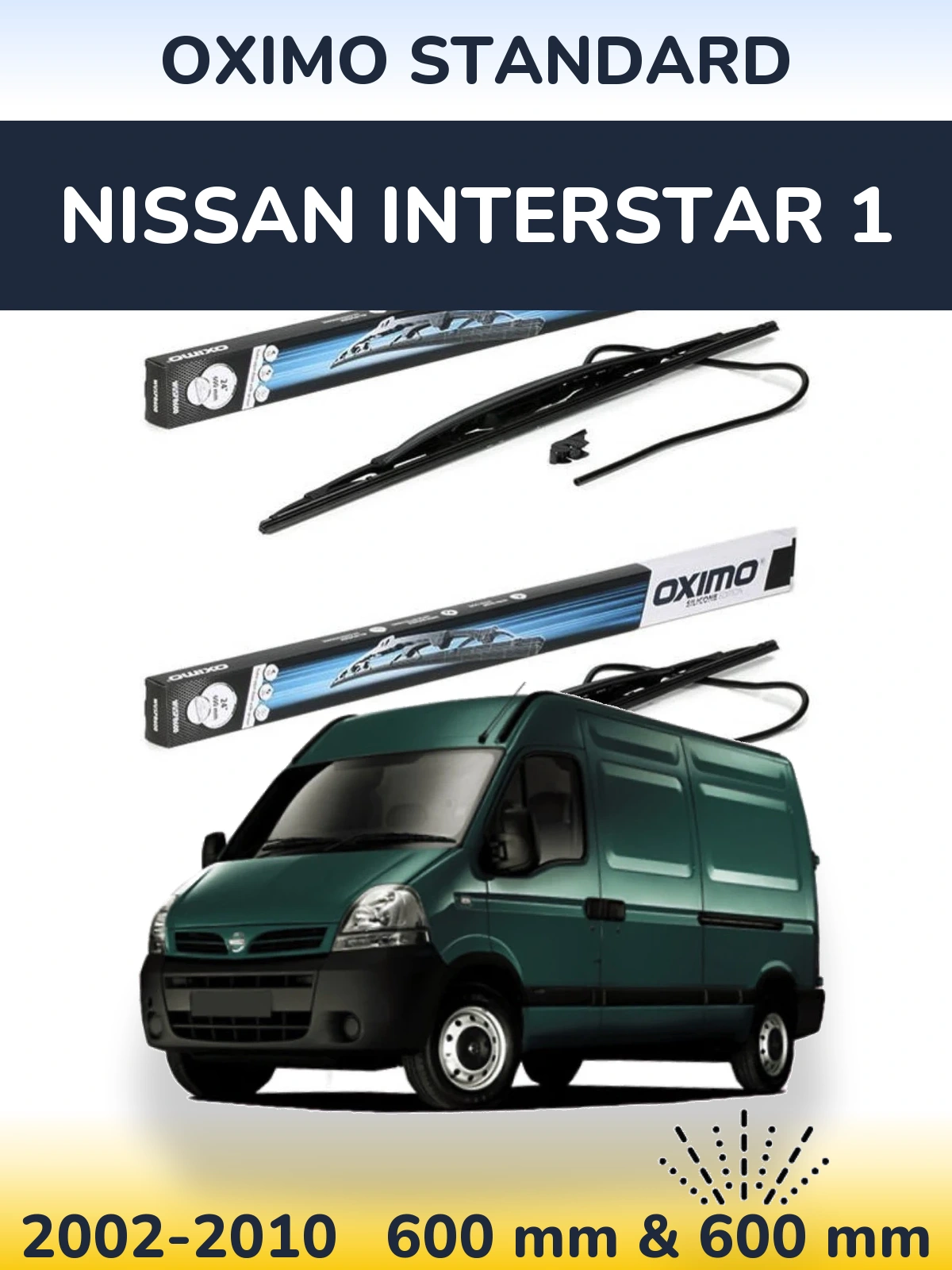 Front wiper blade set Oximo Standard 600 & 600 mm for Nissan Interstar 1 2002-2010