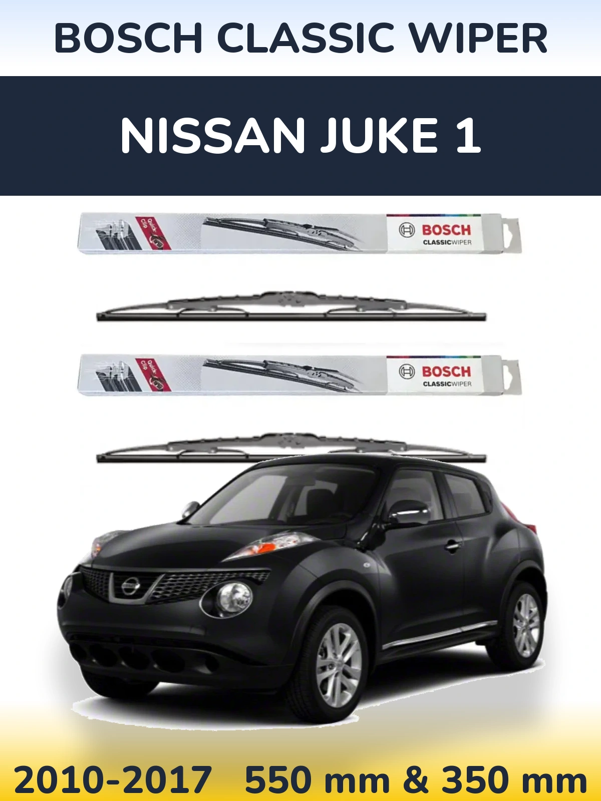 Front wiper blade set BOSCH Classic Wiper 550 & 340 mm for Nissan Juke 1 2010-2017