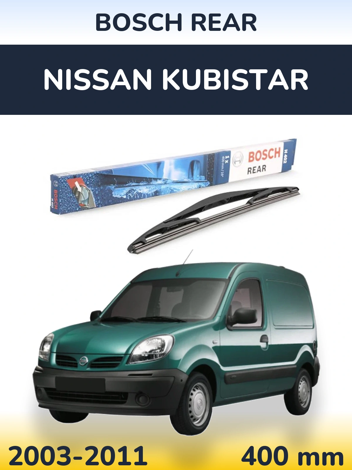 Rear wiper blade BOSCH Rear 400 mm for Nissan Kubistar 2003-2011