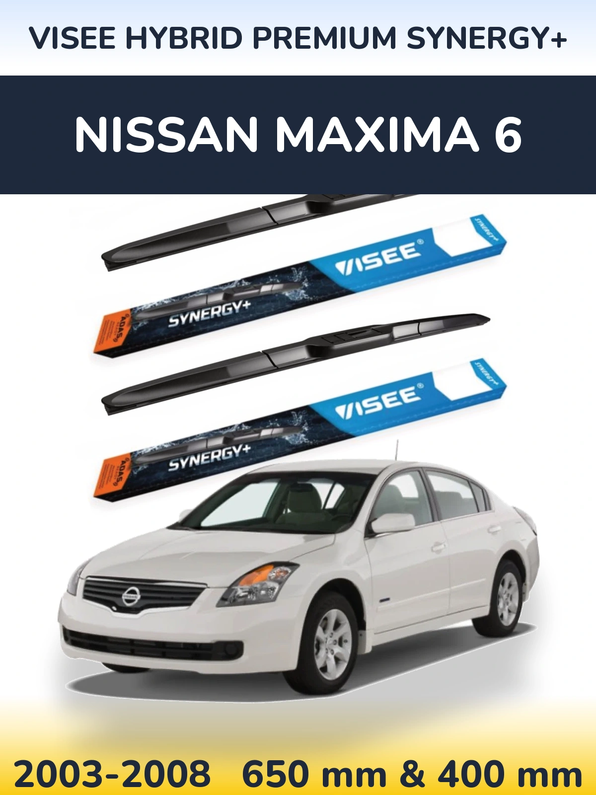Комплект передних дворников VISEE HYBRID PREMIUM SYNERGY+ 650 & 400 мм для Nissan Maxima 6 2003-2008