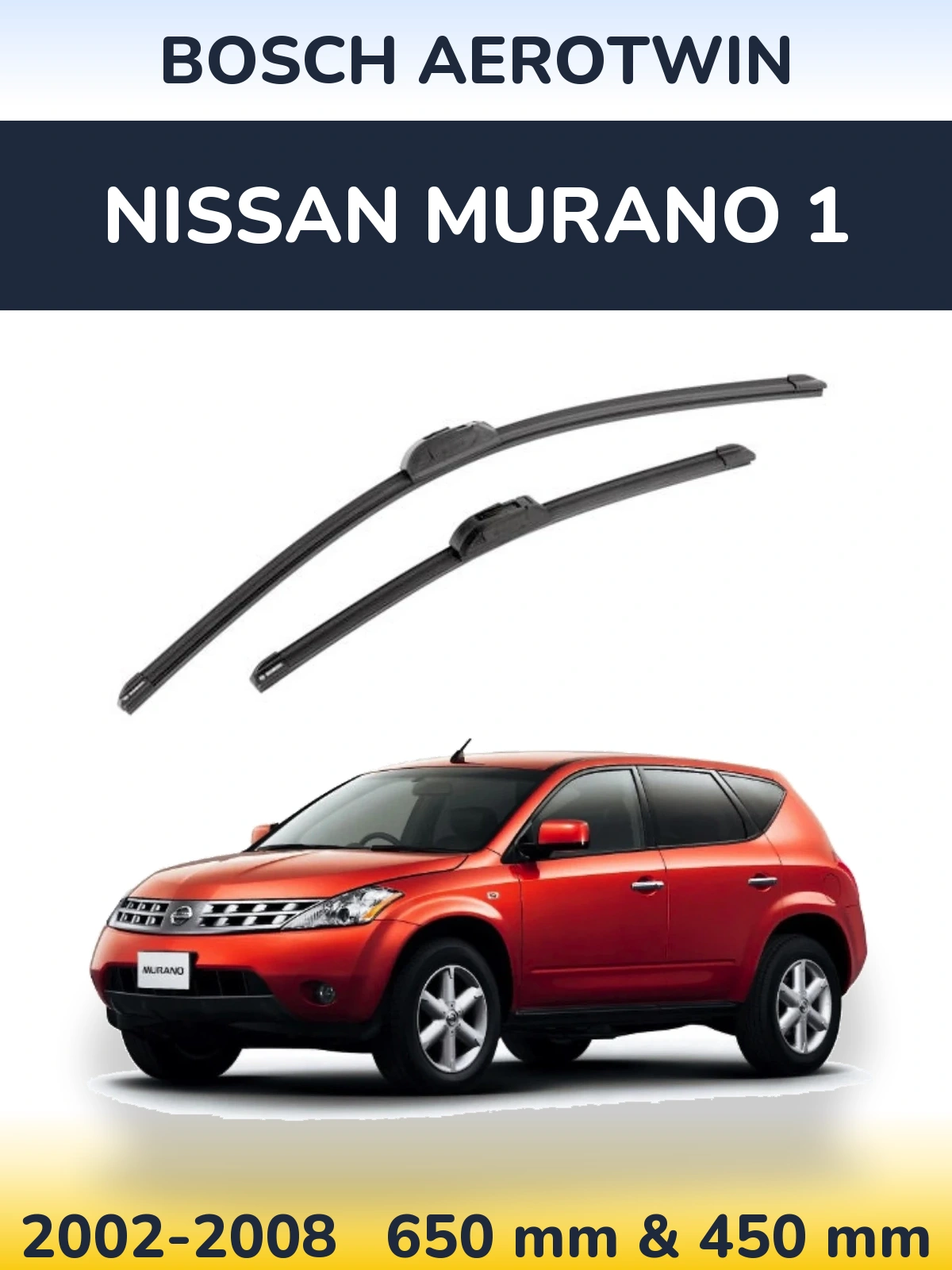 Front wiper blade set BOSCH AeroTwin 650 & 450 mm for Nissan Murano 1 2002-2008