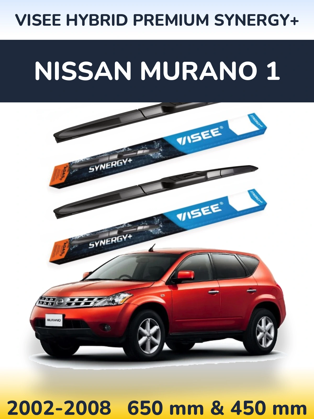 Комплект передніх щіток VISEE HYBRID PREMIUM SYNERGY+ 650 & 450 мм для Nissan Murano 1 2002-2008