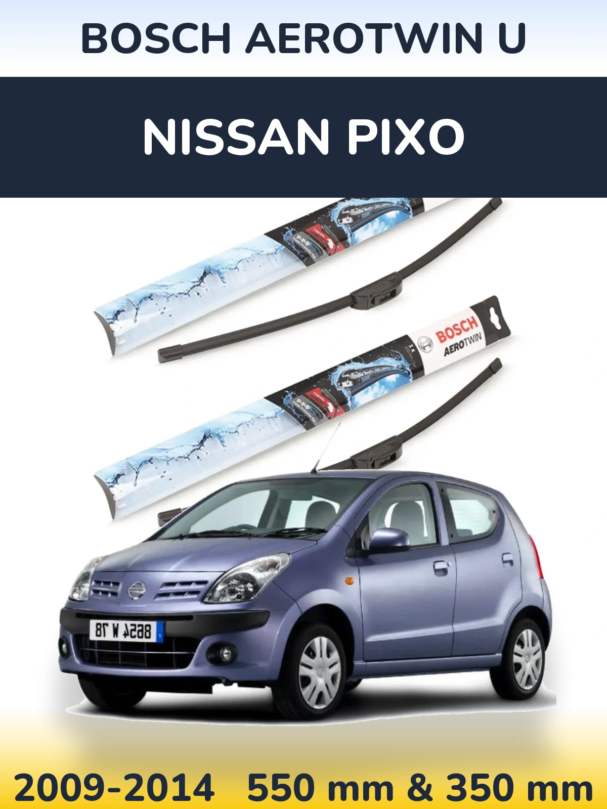 Комплект передніх щіток BOSCH AeroTwin U 550 & 350 мм для Nissan Pixo 2009-2014
