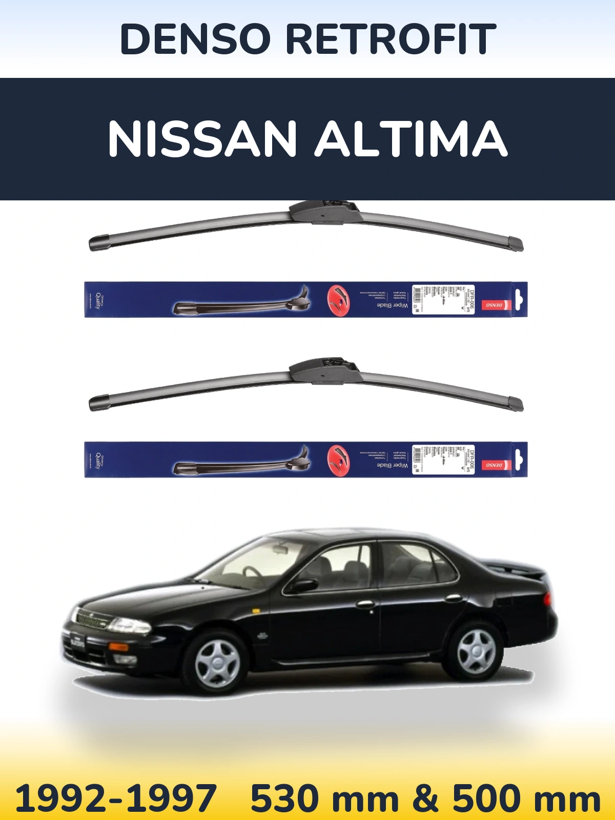 Front wiper blade set Denso Retrofit 530 & 500 mm for Nissan Altima 1992-1997