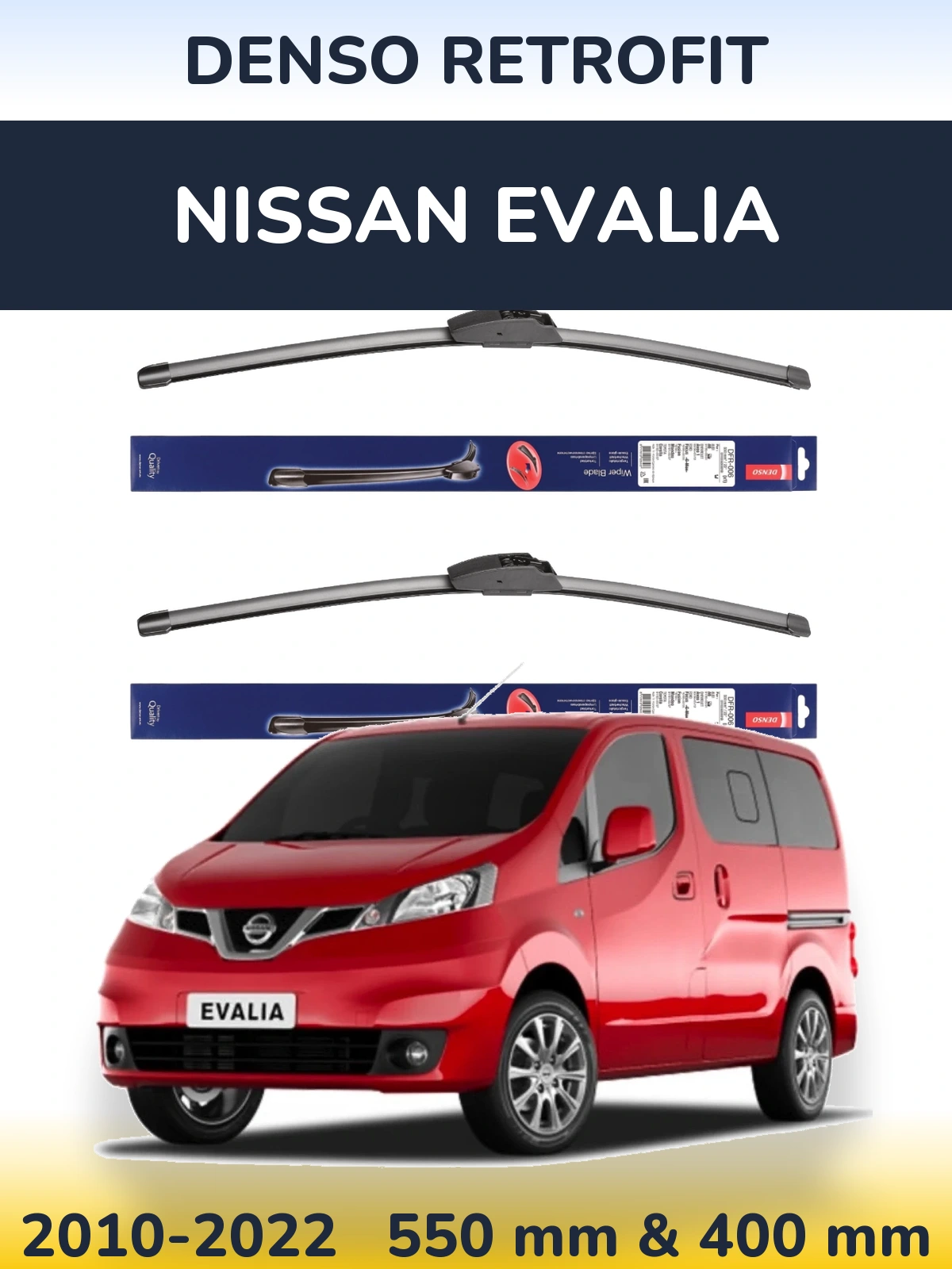 Комплект передних дворников Denso Retrofit 550 & 400 мм для Nissan Evalia 2010-2022