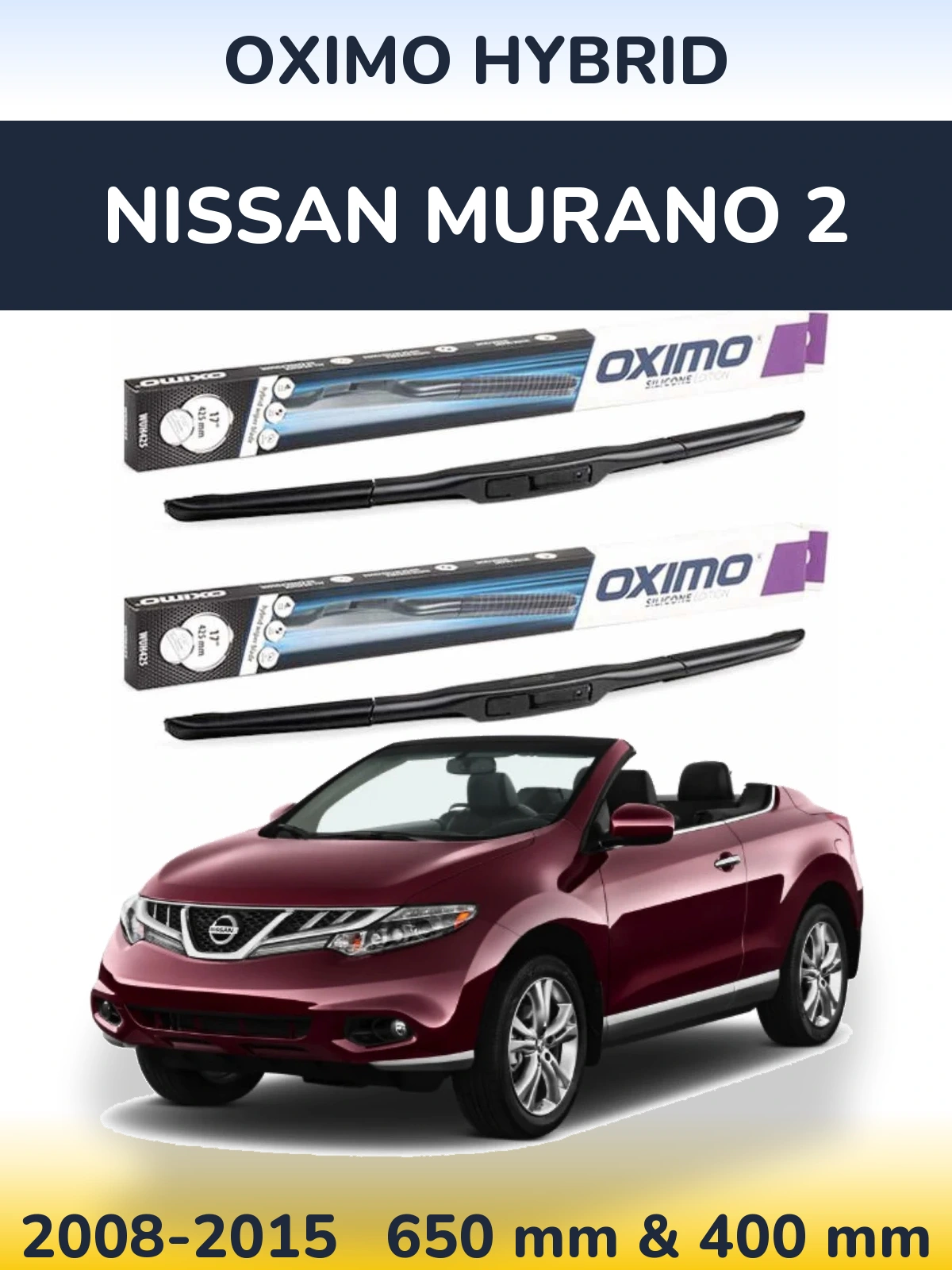Front wiper blade set Oximo Hybrid 650 & 400 mm for Nissan Murano 2 2008-2015