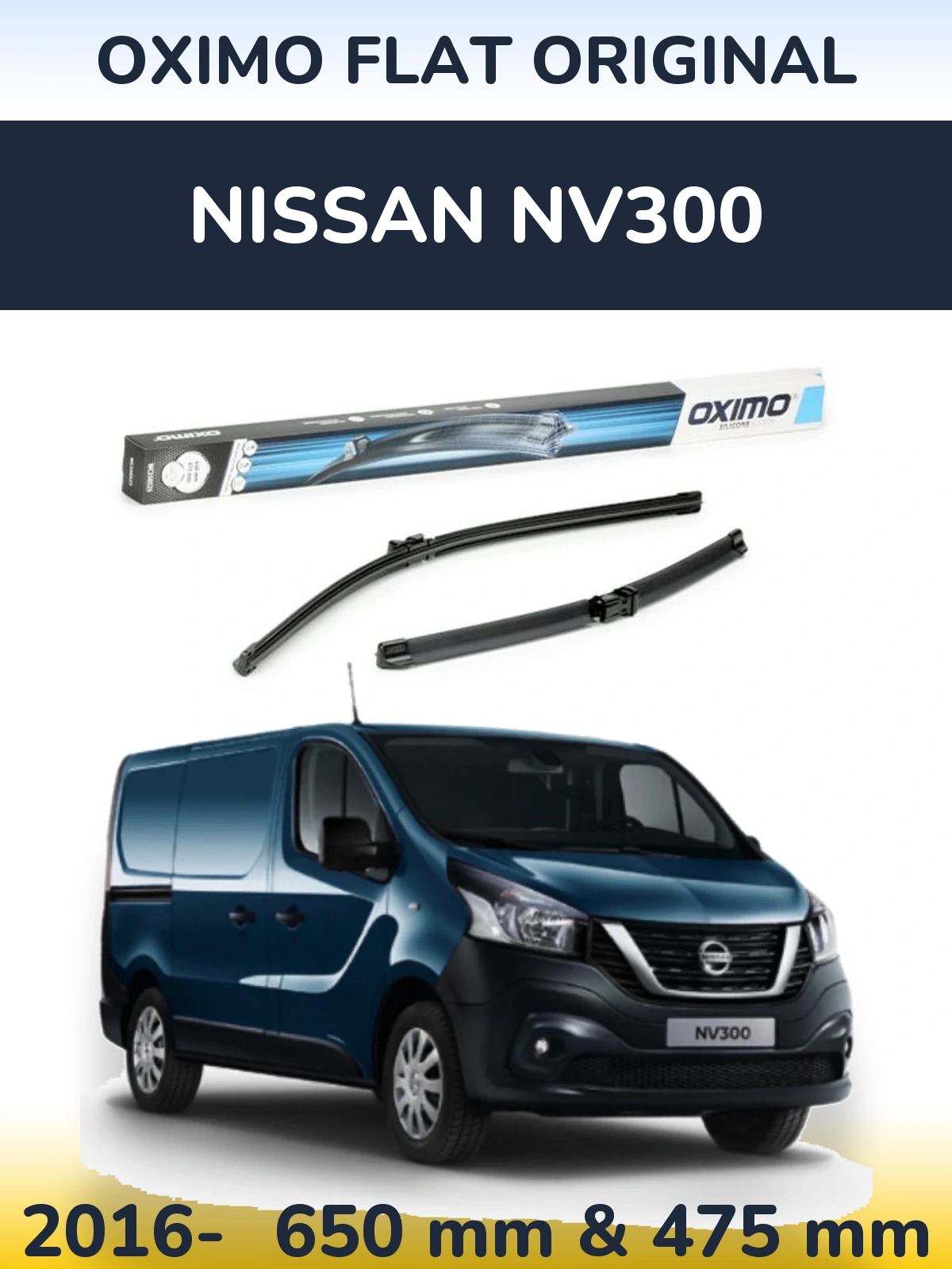 Комплект передних дворников Oximo Flat Original 650 & 475 мм для Nissan NV300 2016-2026