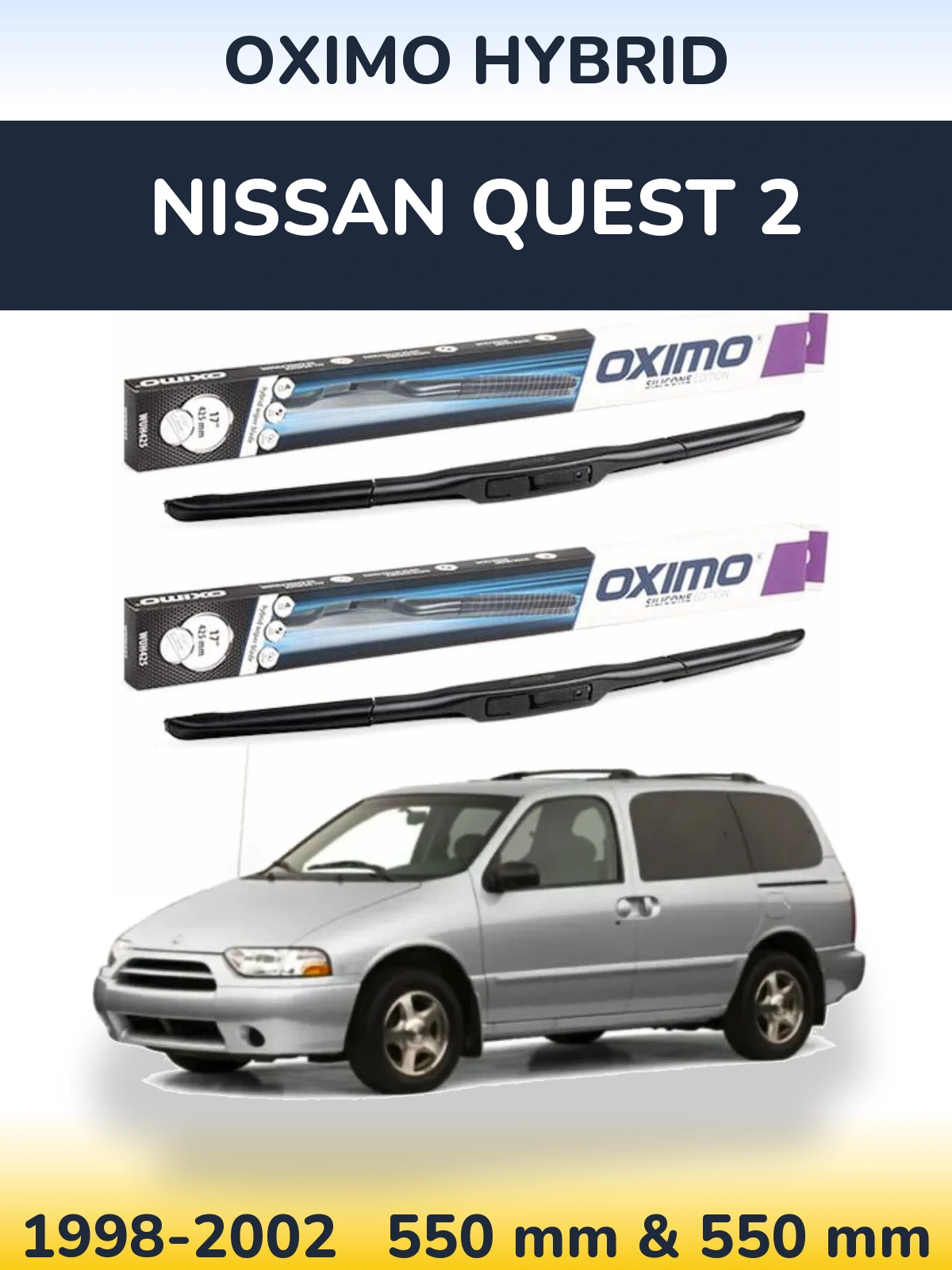 Комплект передних дворников Oximo Hybrid 550 & 550 мм для Nissan Quest 2 1998-2002