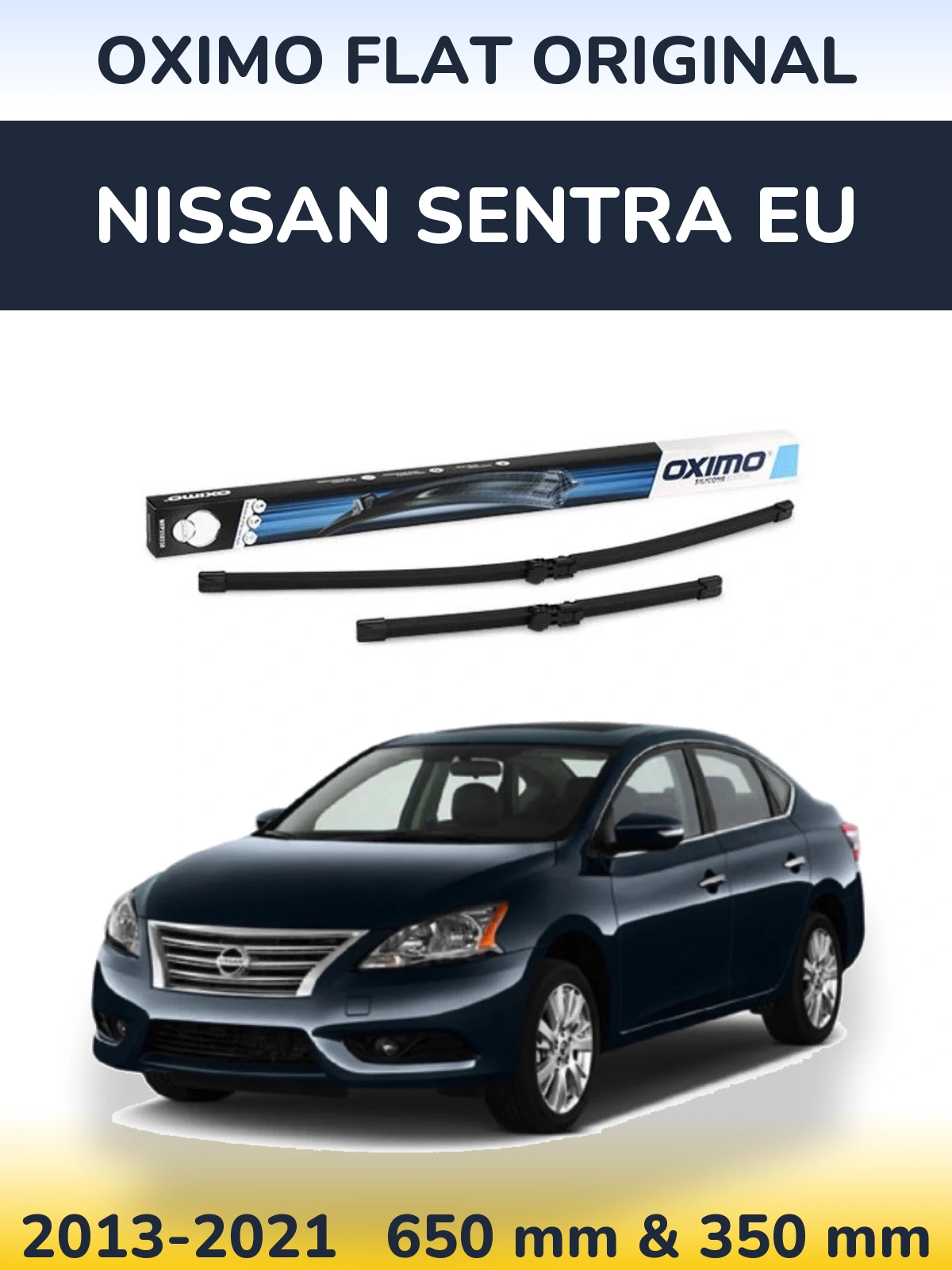 Front wiper blade set Oximo Flat Original 650 & 350 mm for Nissan Sentra EU 2013-2021