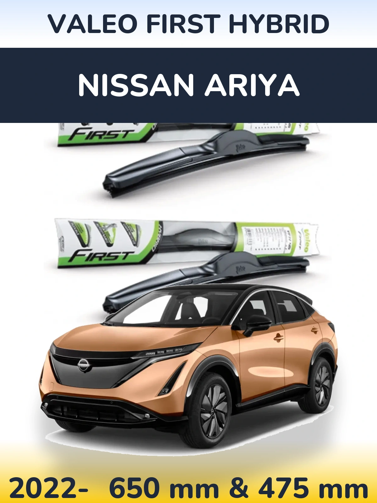 Комплект передних дворников Valeo First Hybrid 650 & 475 мм для Nissan Ariya 2022-2026