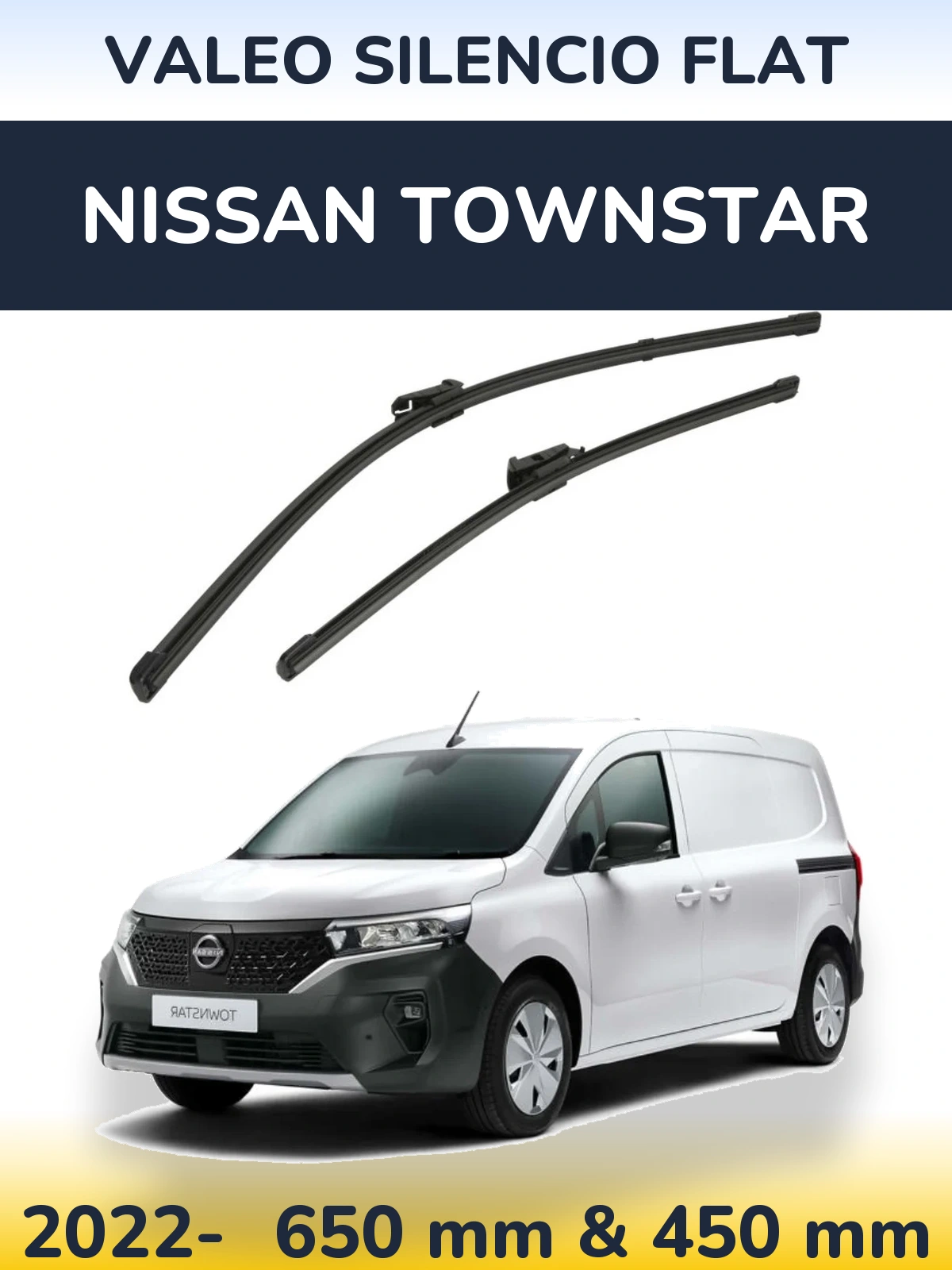 Front wiper blade set Valeo Silencio Flat 650 & 450 mm for Nissan Townstar 2022-2026