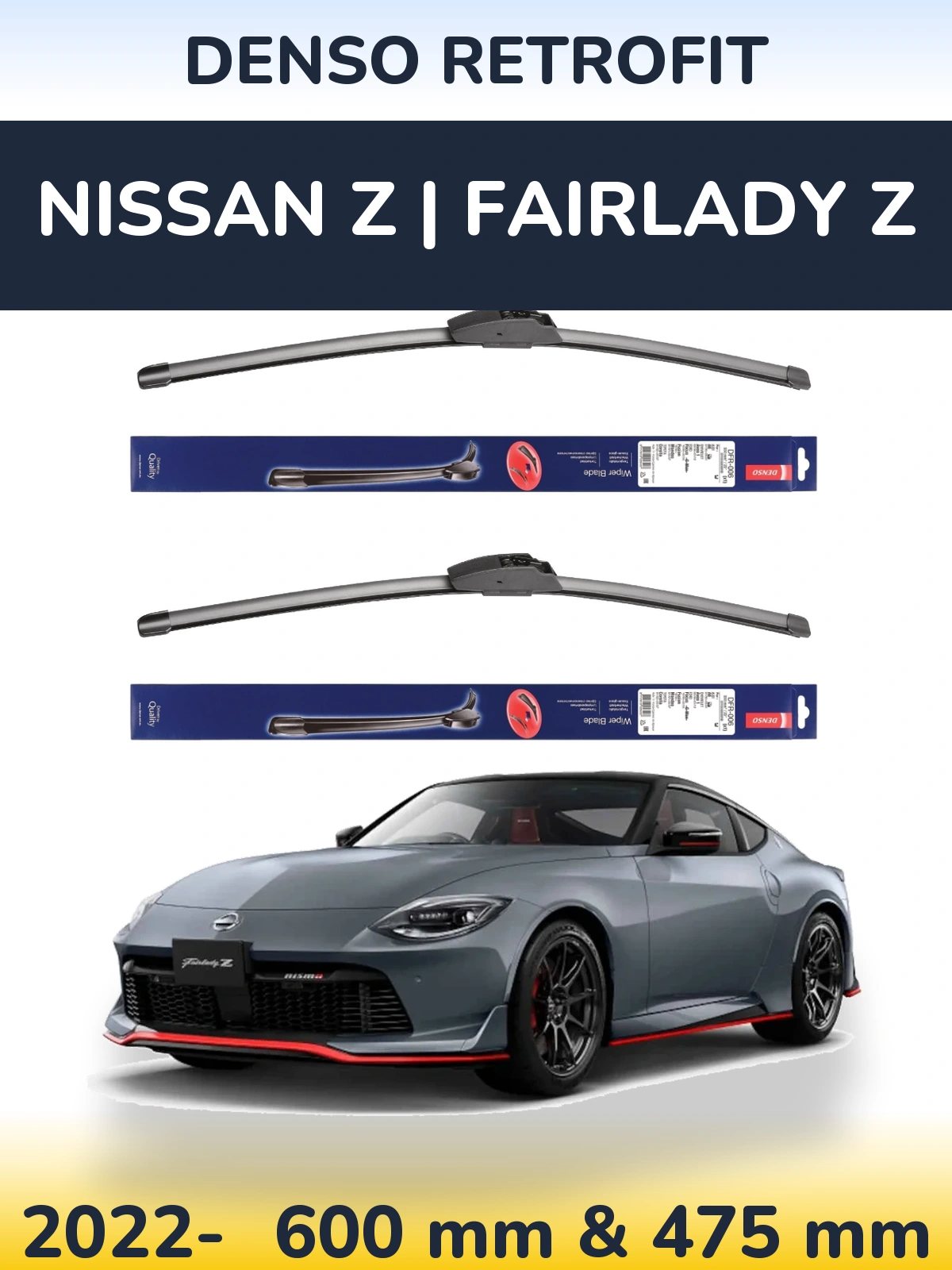 Комплект передних дворников Denso Retrofit 600 & 475 мм для Nissan Z | Fairlady Z 2022-2026