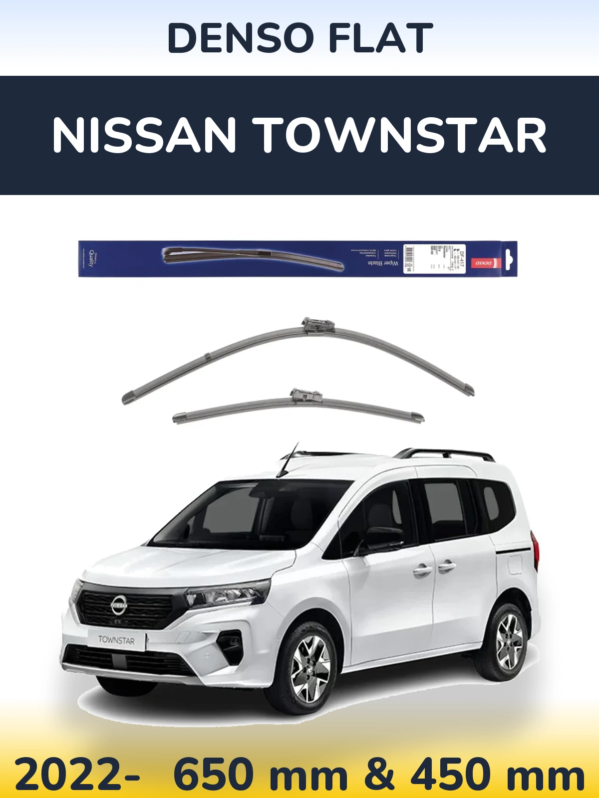 Комплект передніх щіток Denso Flat 650 & 450 мм для Nissan Townstar 2022-2026