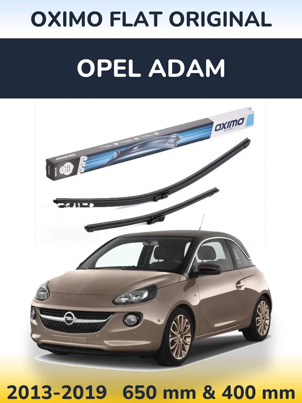 Комплект передніх щіток Oximo Flat Original 650 & 400 мм для Opel Adam 2013-2019