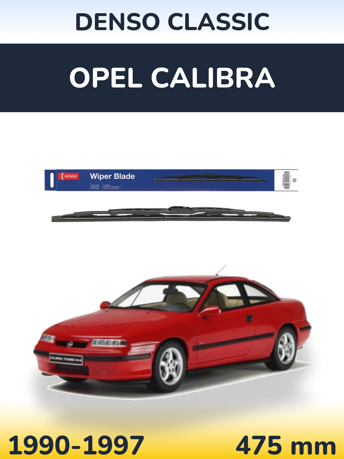 Rear wiper blade Denso Classic 475 mm for Opel Calibra 1990-1997