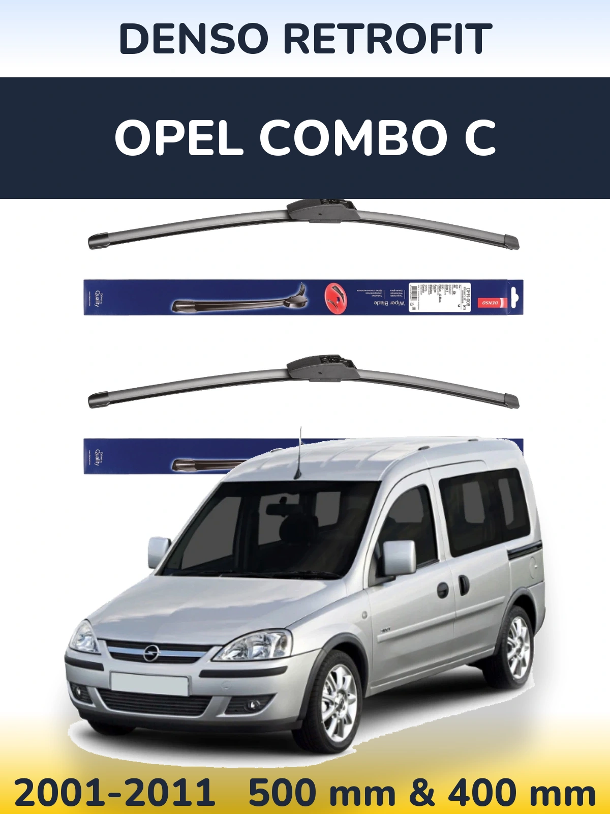 Комплект передніх щіток Denso Retrofit 500 & 400 мм для Opel Combo C 2001-2011