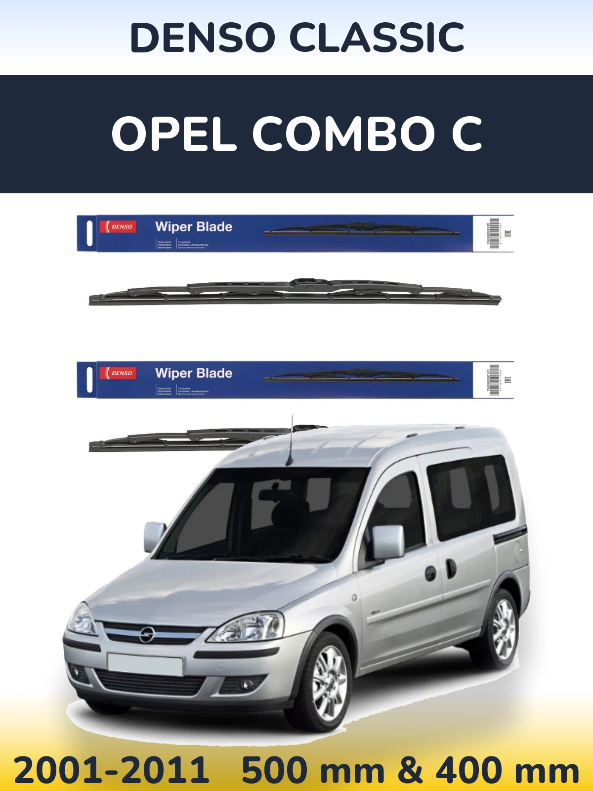 Комплект передніх щіток Denso Classic 500 & 400 мм для Opel Combo C 2001-2011