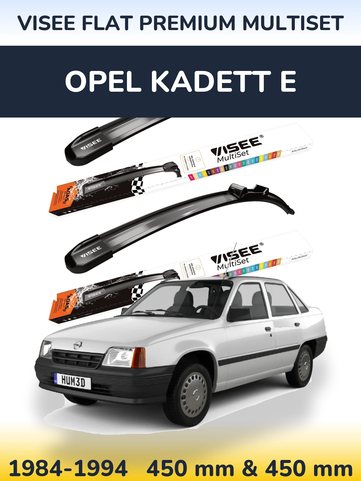 Front wiper blade set VISEE FLAT PREMIUM MultiSet 450 & 450 mm for Opel Kadett E 1984-1994