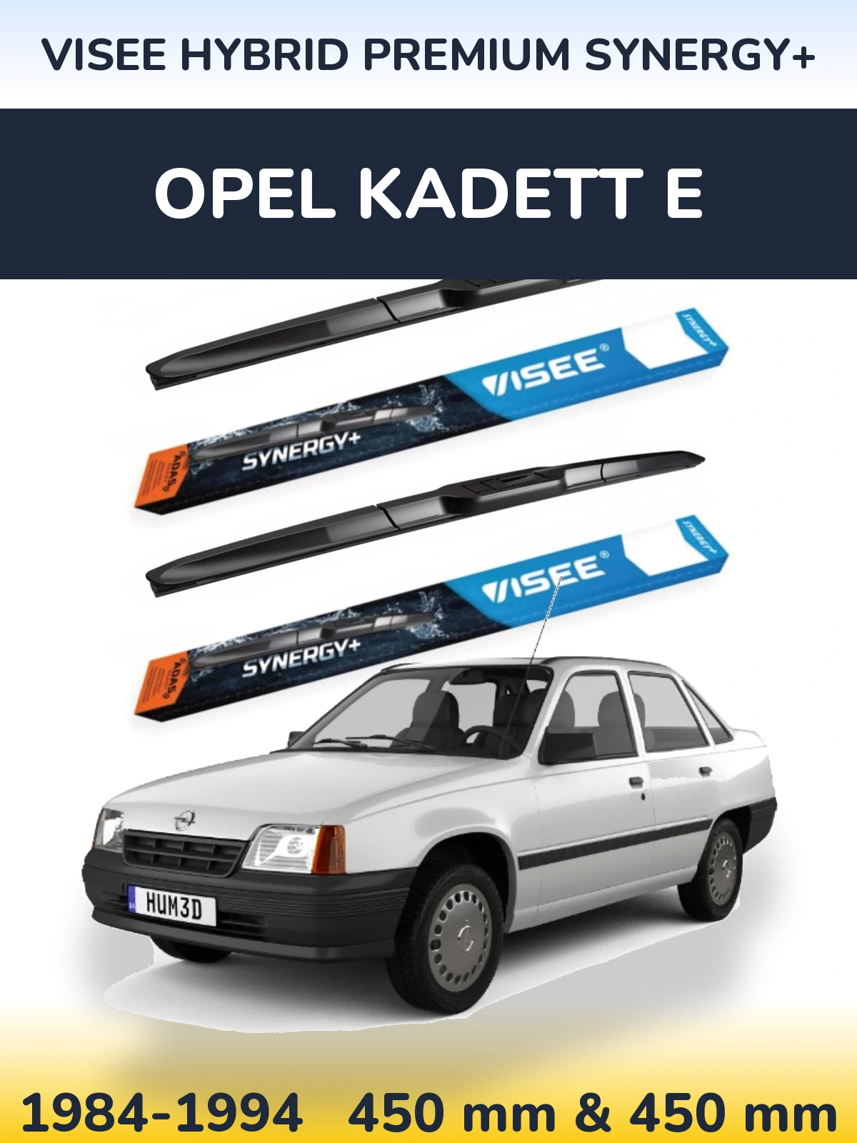 Front wiper blade set VISEE HYBRID PREMIUM SYNERGY+ 450 & 450 mm for Opel Kadett E 1984-1994