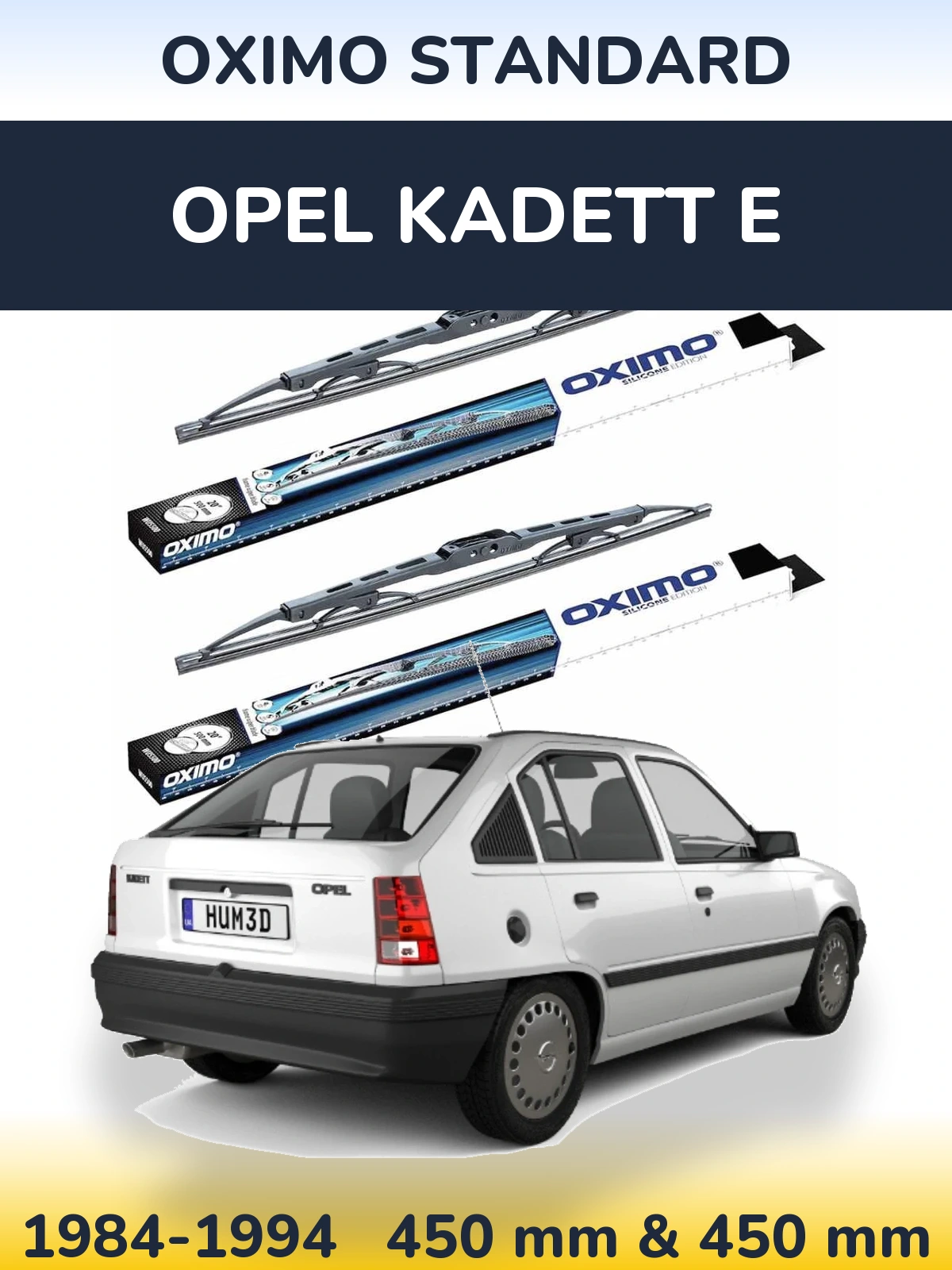 Front wiper blade set Oximo Standard 450 & 450 mm for Opel Kadett E 1984-1994