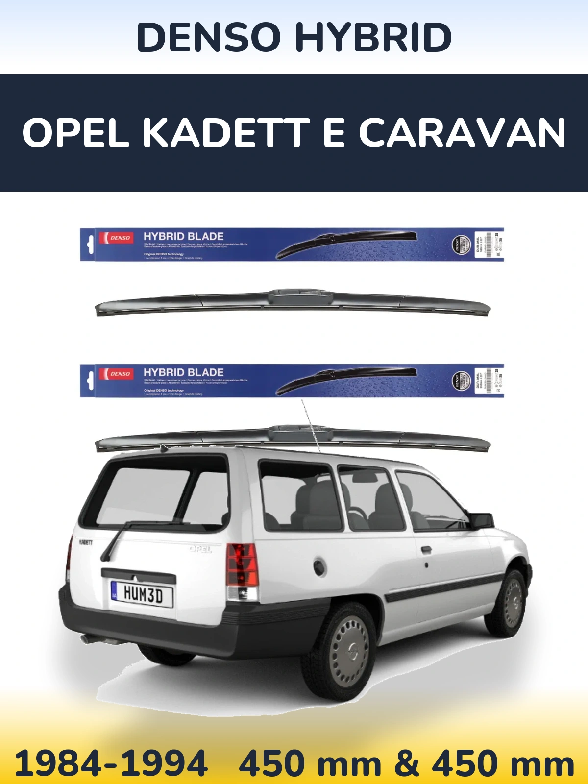Комплект передніх щіток Denso Hybrid 450 & 450 мм для Opel Kadett E Caravan 1984-1994