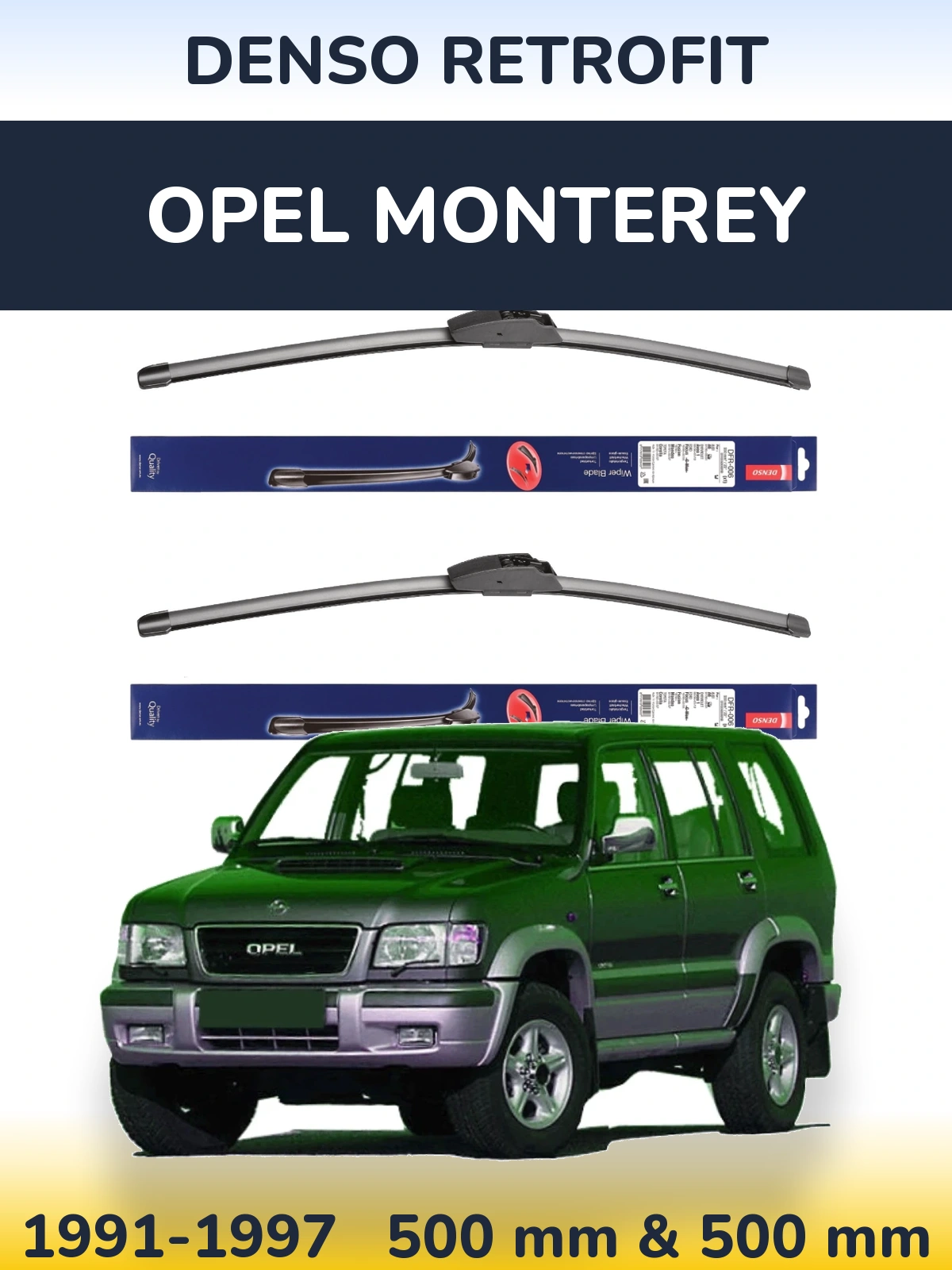 Комплект передних дворников Denso Retrofit 500 & 500 мм для Opel Monterey 1991-1997