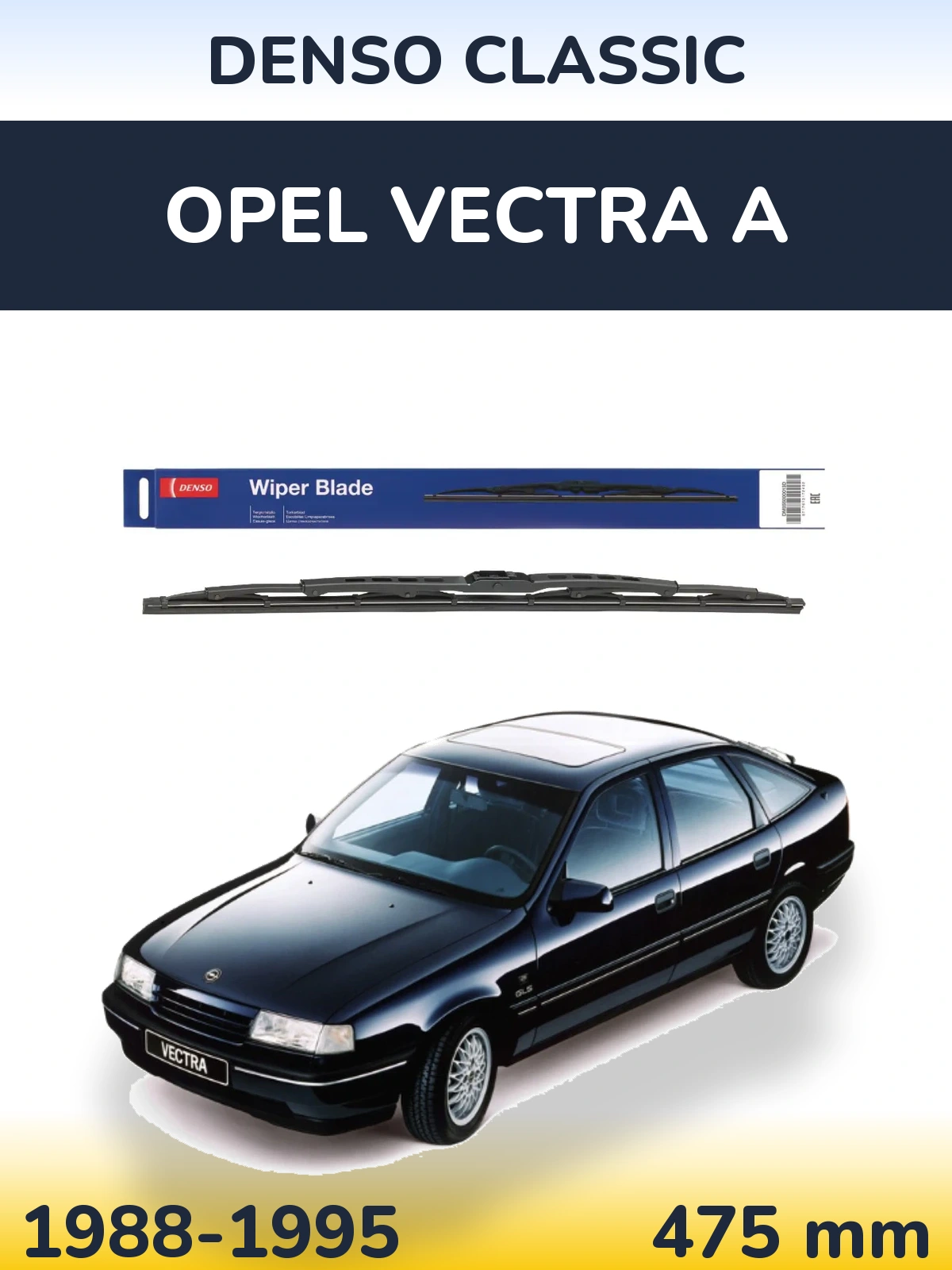 Rear wiper blade Denso Classic 475 mm for Opel Vectra A 1988-1995