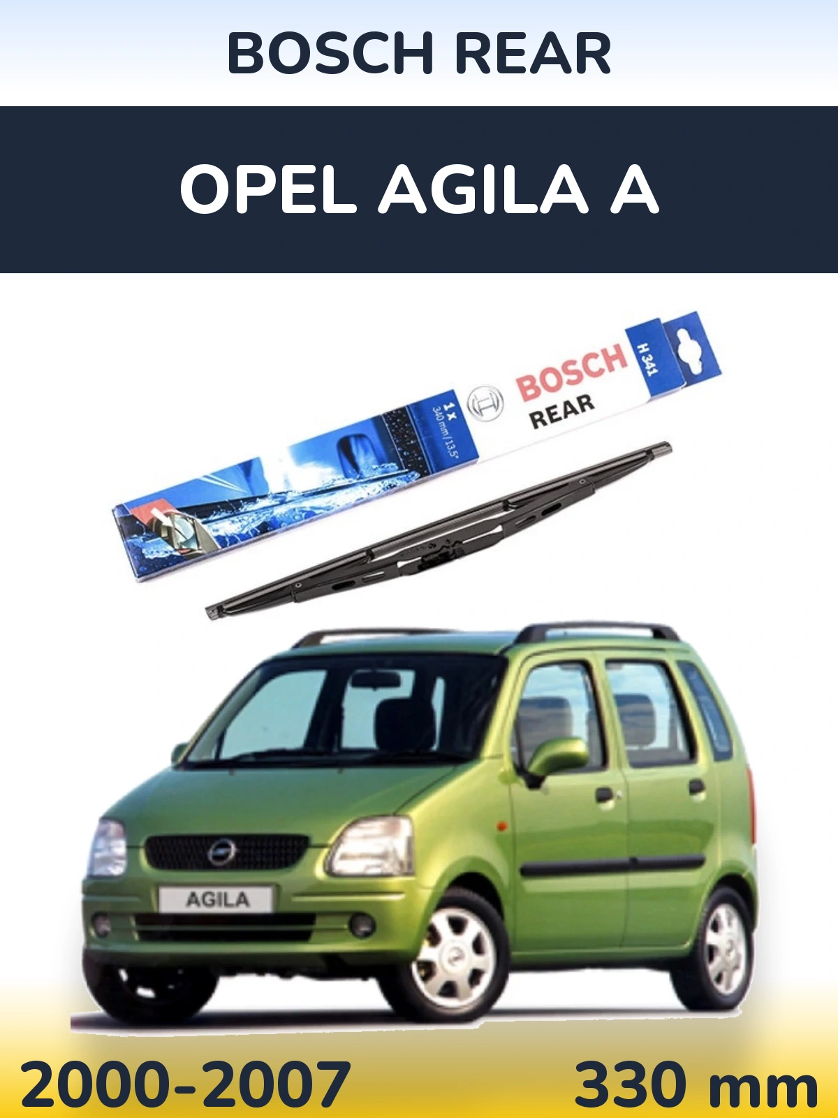 Rear wiper blade BOSCH Rear 340 mm for Opel Agila A 2000-2007