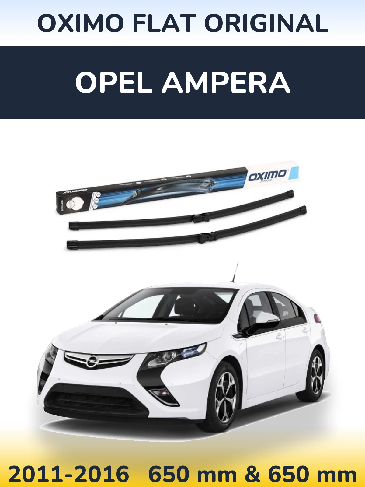 Front wiper blade set Oximo Flat Original 650 & 650 mm for Opel Ampera 2011-2016