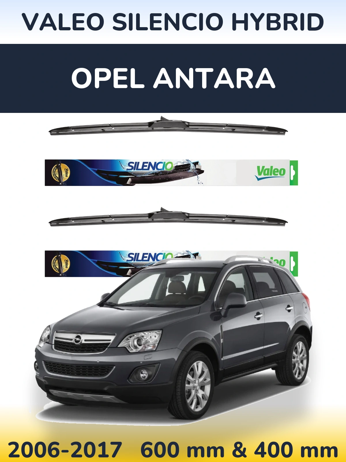 Комплект передних дворников Valeo Silencio Hybrid 600 & 400 мм для Opel Antara 2006-2017