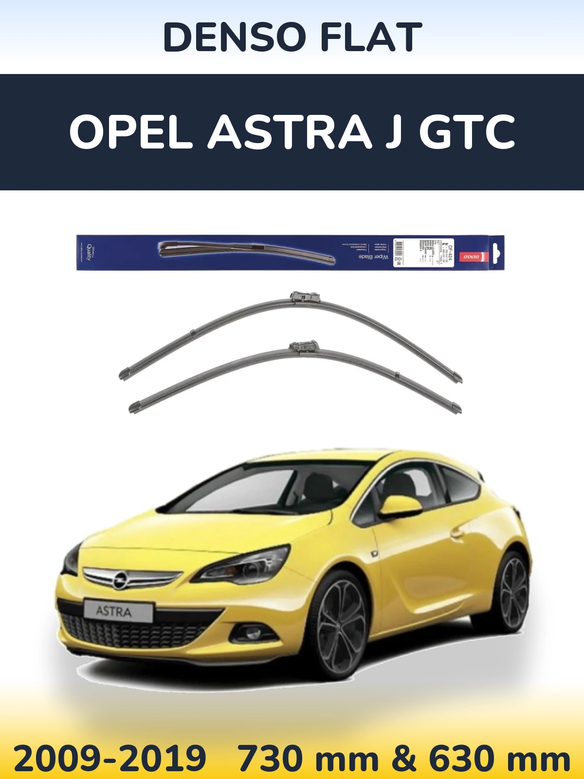 Front wiper blade set Denso Flat 700 & 650 mm for Opel Astra J GTC 2009-2019