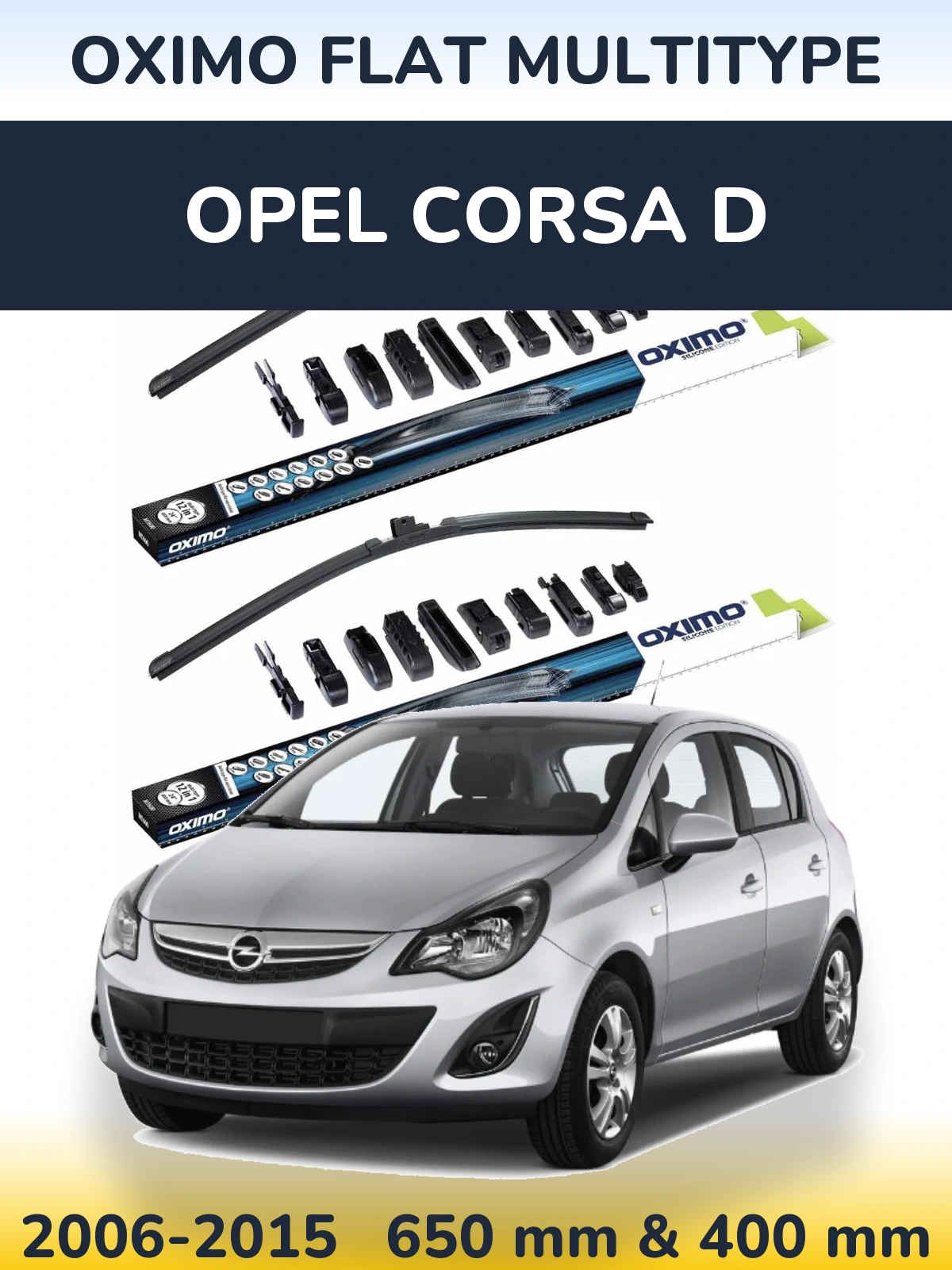 Front wiper blade set Oximo Flat MultiTipoe 650 & 400 mm for Opel Corsa D 2006-2015