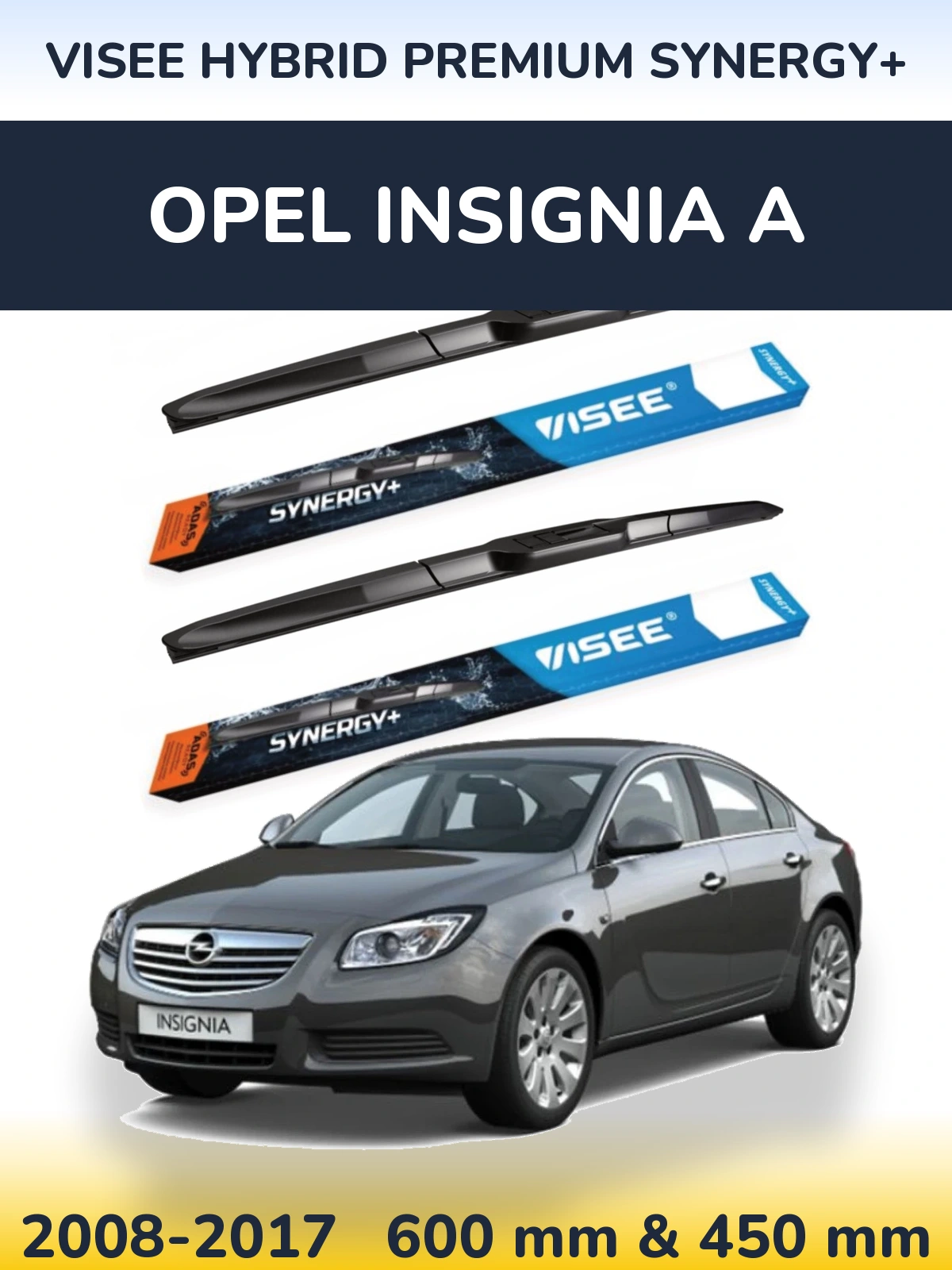 Комплект передних дворников VISEE HYBRID PREMIUM SYNERGY+ 600 & 450 мм для Opel Insignia A 2008-2017