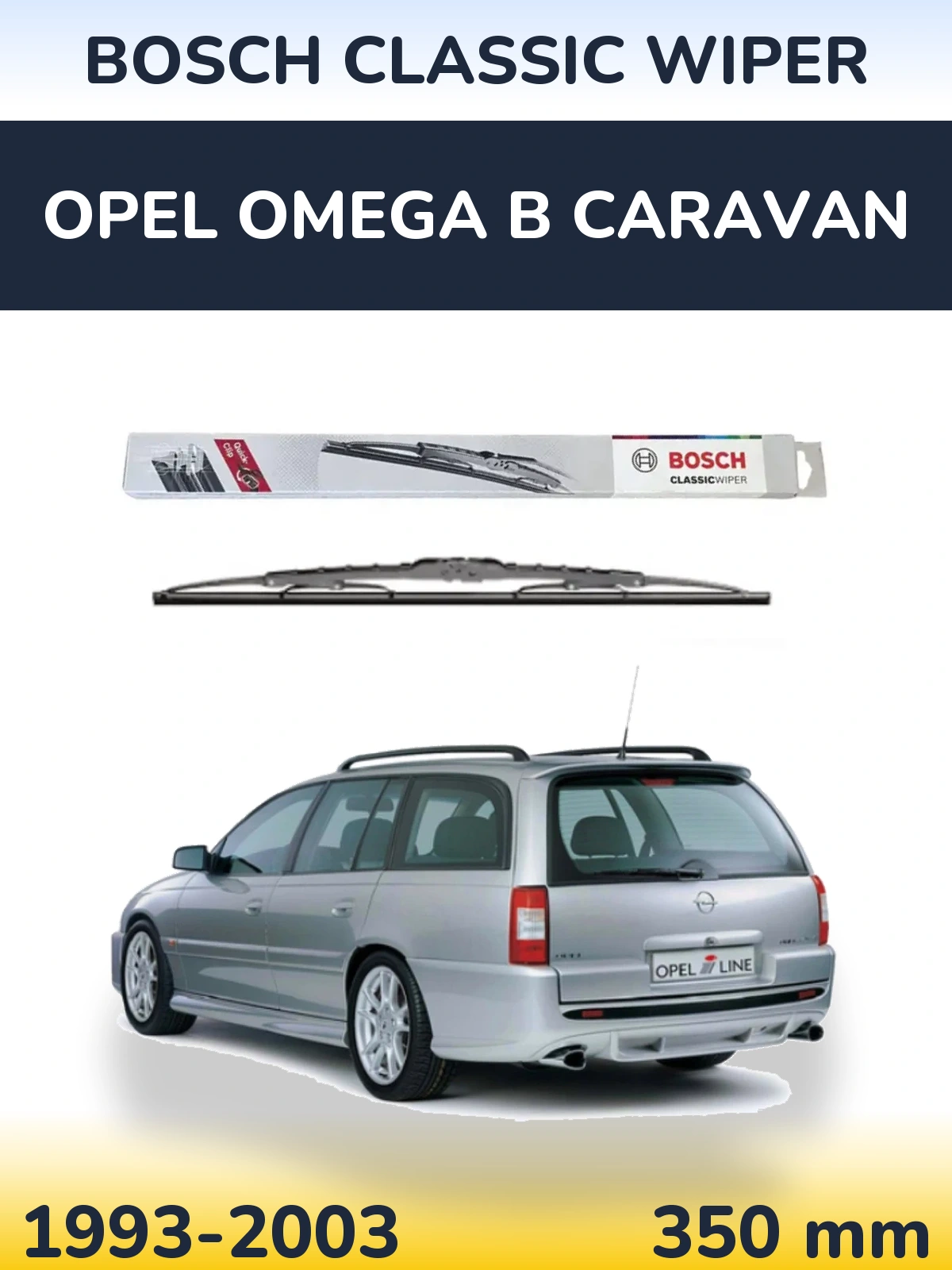 Rear wiper blade BOSCH Classic Wiper 340 mm for Opel Omega B Caravan 1993-2003