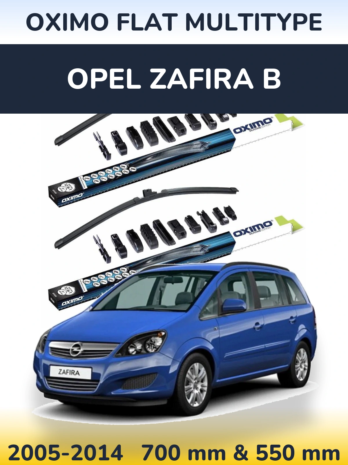 Комплект передних дворников Oximo Flat MultiТипe 700 & 550 мм для Opel Zafira B 2005-2014
