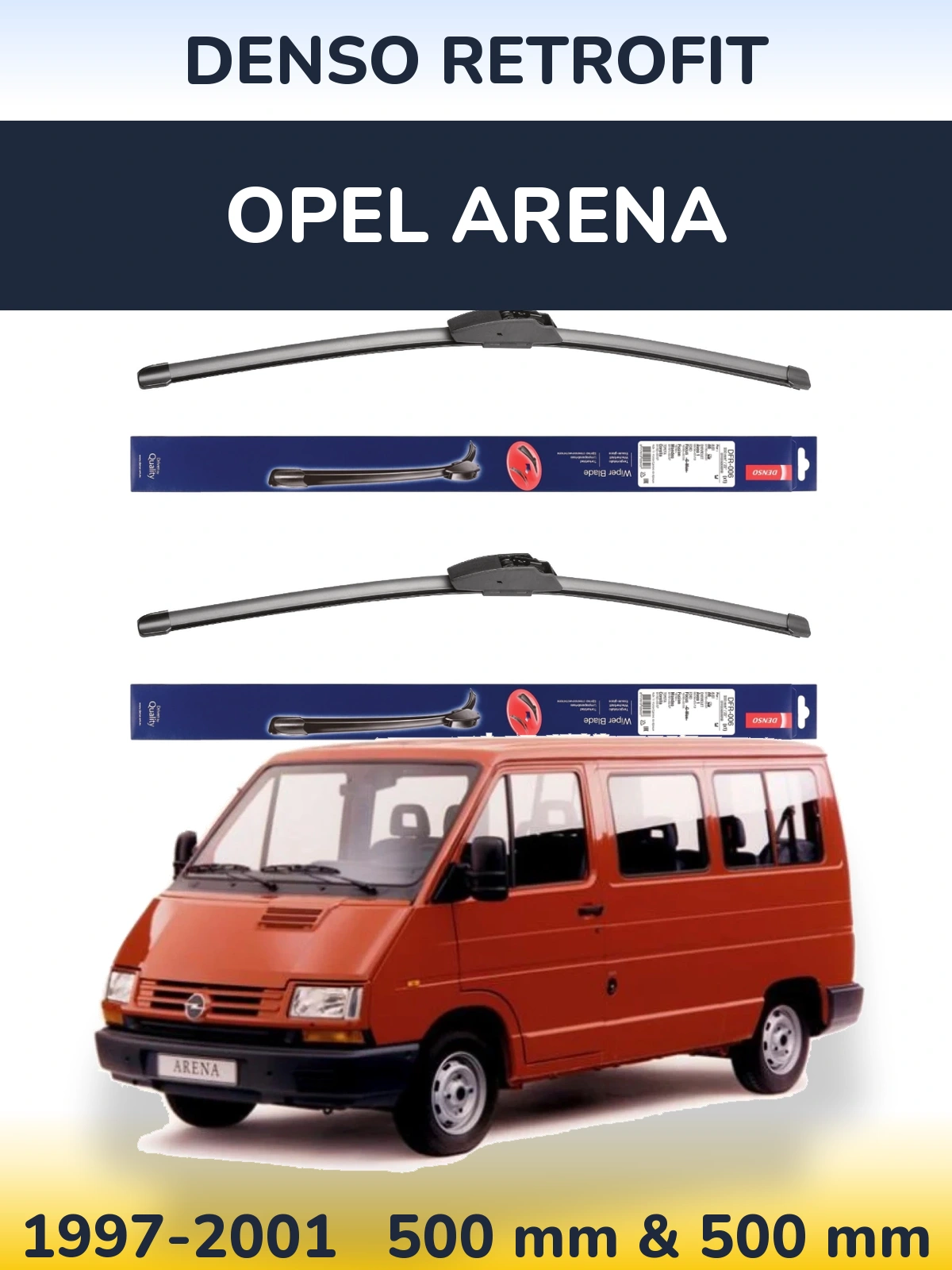 Комплект передних дворников Denso Retrofit 500 & 500 мм для Opel Arena 1997-2001
