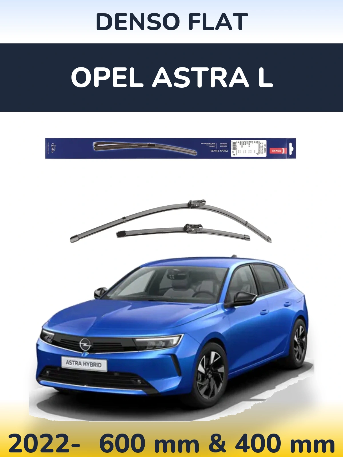 Комплект передніх щіток Denso Flat 600 & 380 мм для Opel Astra L 2022-2026