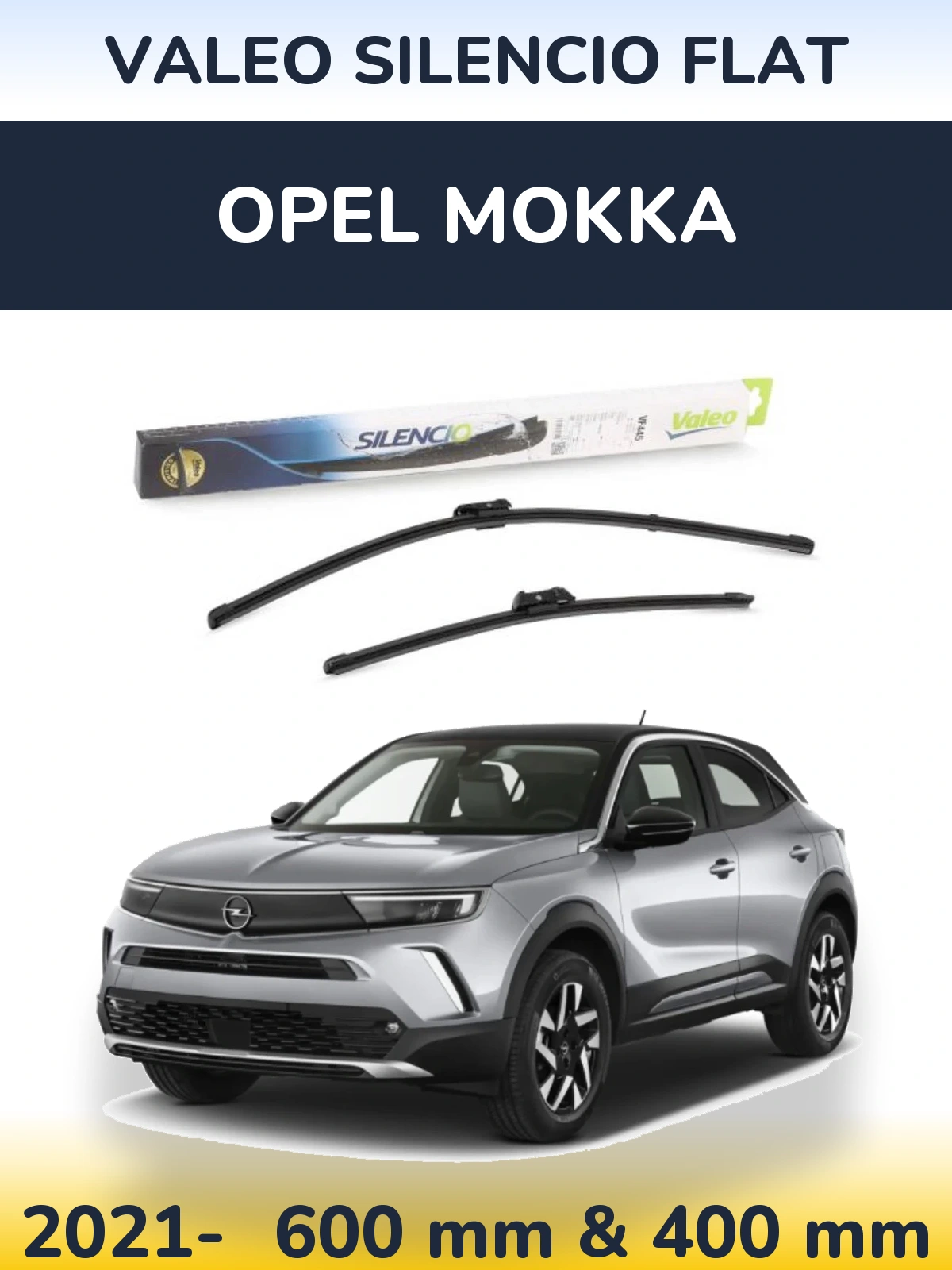Комплект передних дворников Valeo Silencio Flat 600 & 400 мм для Opel Mokka 2021-2026