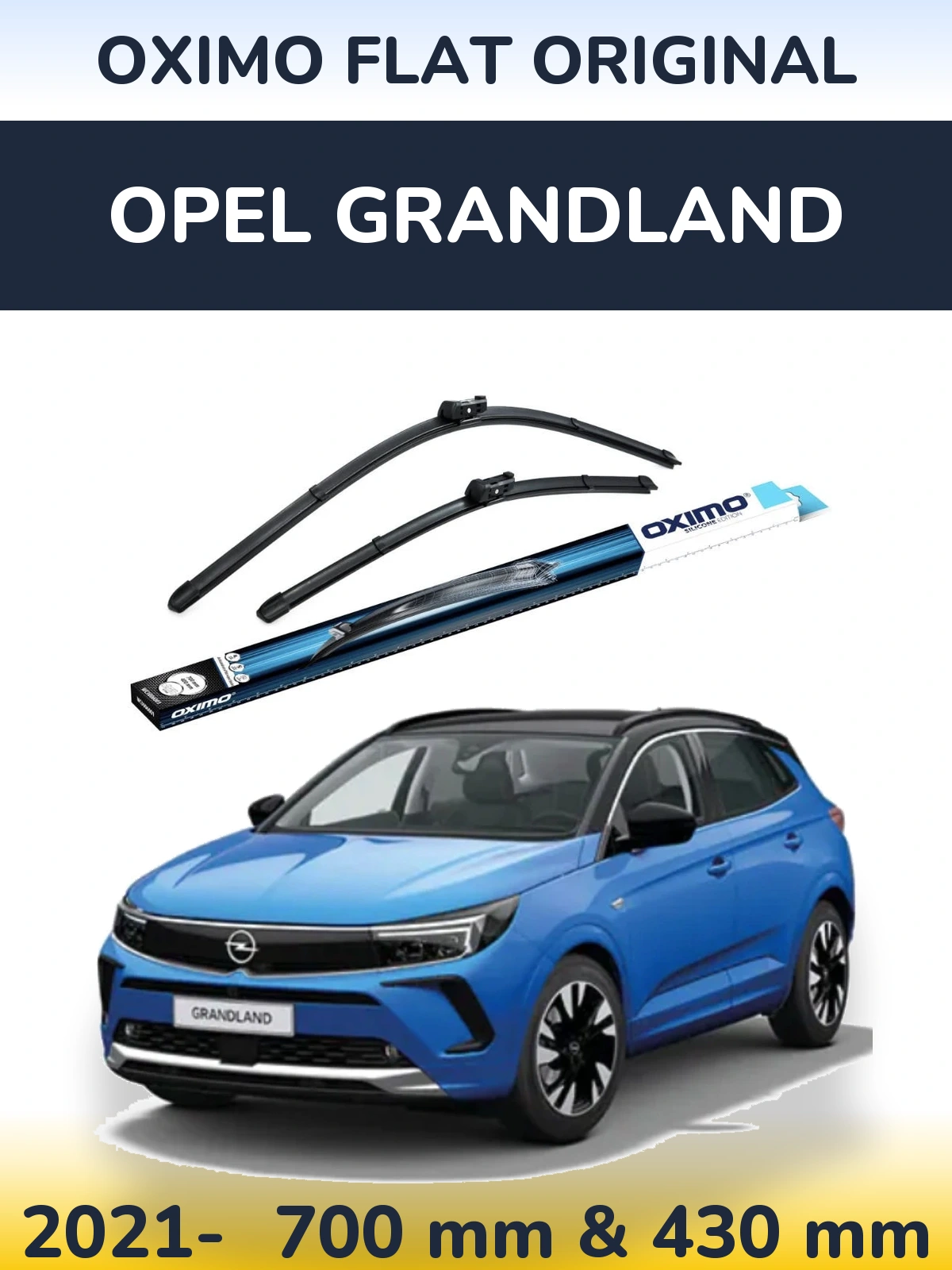 Комплект передних дворников Oximo Flat Original 700 & 430 мм для Opel Grandland 2021-2026