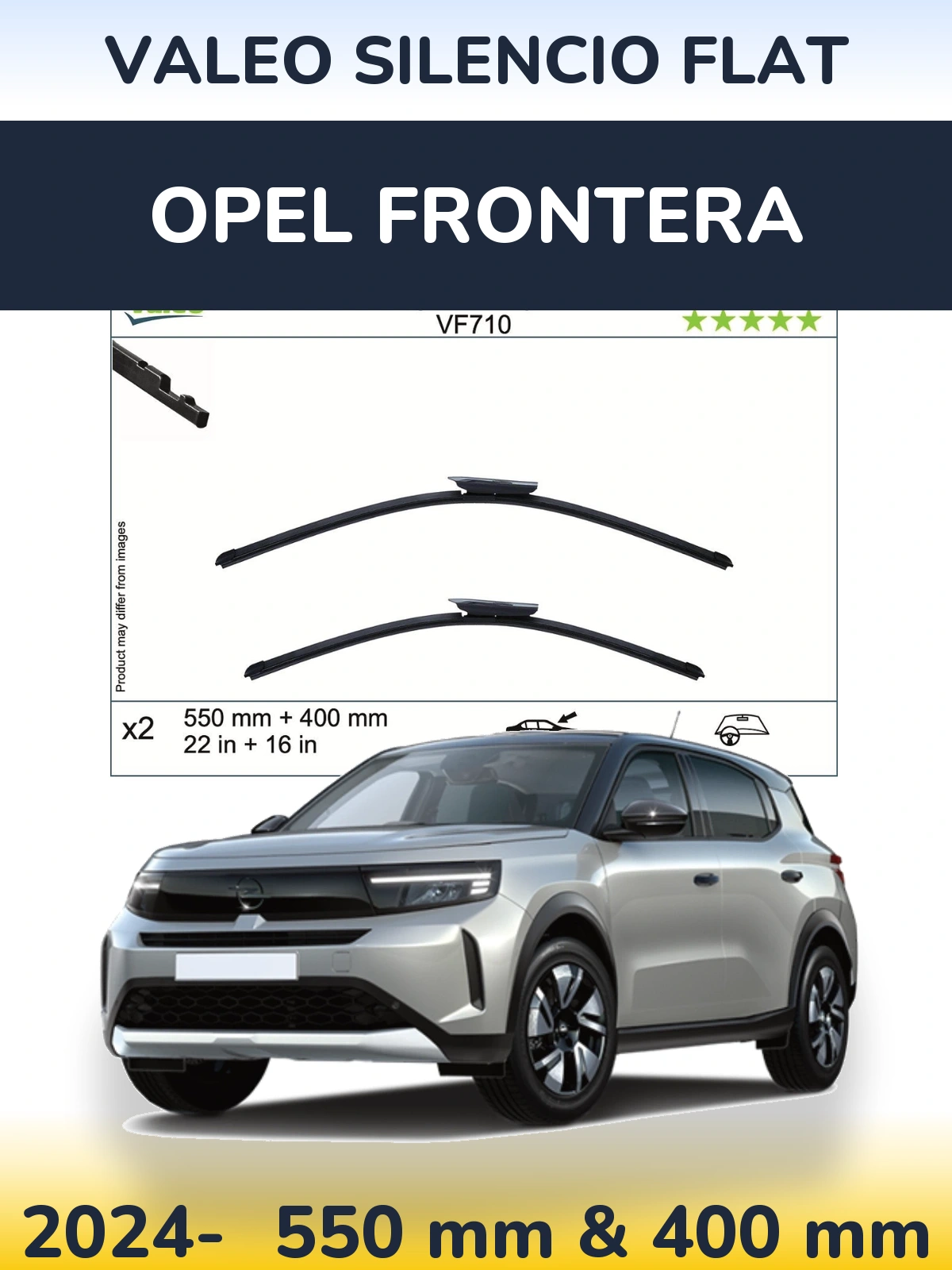 Комплект передніх щіток Valeo Silencio Flat 550 & 400 мм для Opel Frontera 2024-2026