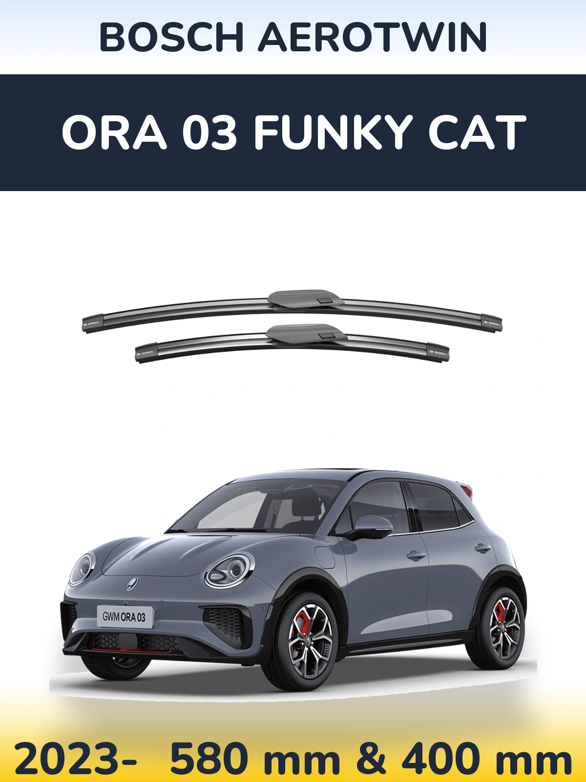 Комплект передніх щіток BOSCH AeroTwin 580 & 400 мм для ORA 03 Funky Cat 2023-2026