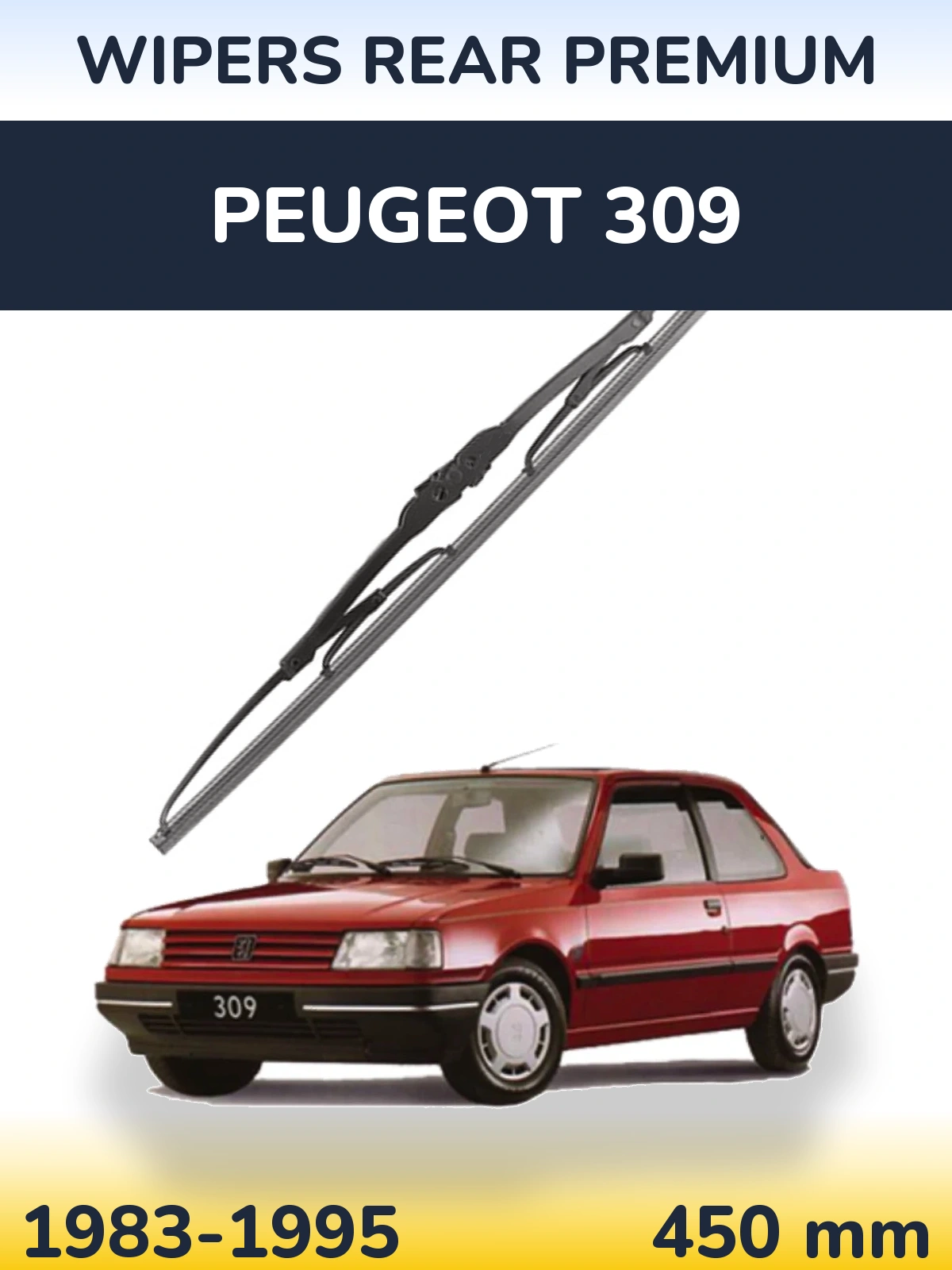Rear wiper blade WIPERS REAR PREMIUM 450 mm for Peugeot 309 1983-1995